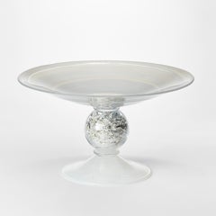 Gambo d'Argento un centre de table en verre blanc laiteux et feuilles d'argent par Anthony Scala
