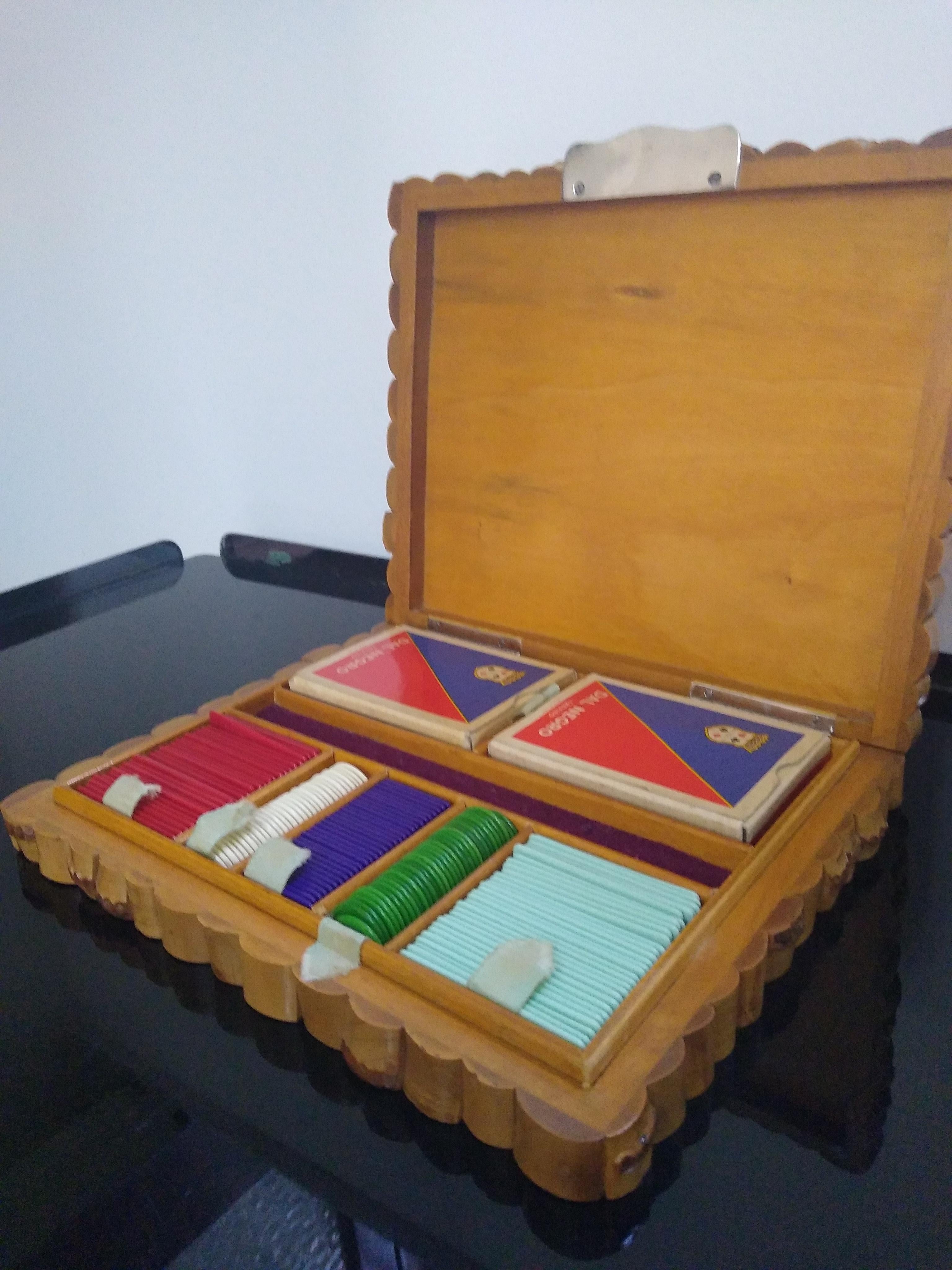 Hollywood Regency Game Box in Bamboo, Italy 1960s For Sale