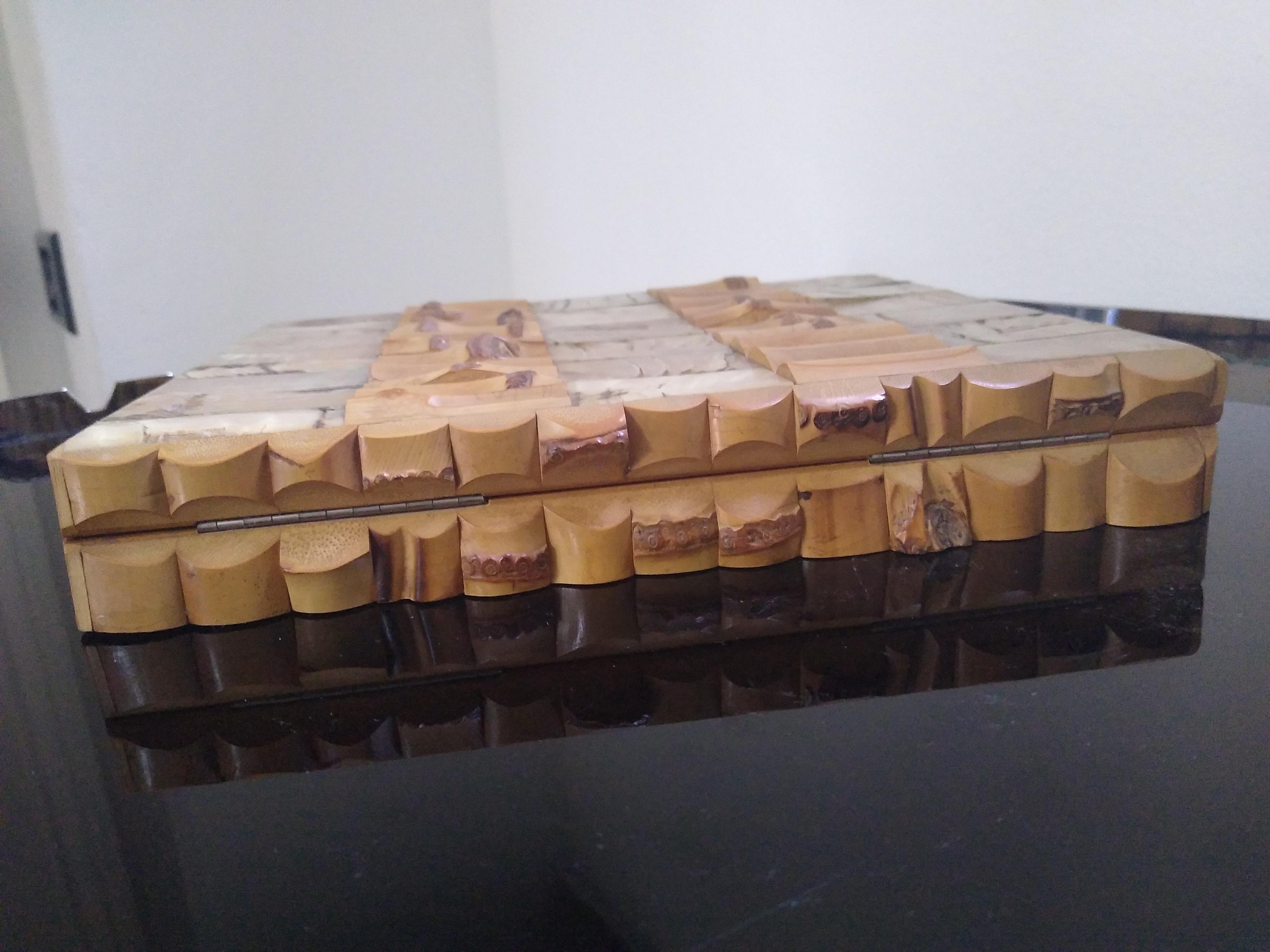 Mid-20th Century Game Box in Bamboo, Italy 1960s For Sale