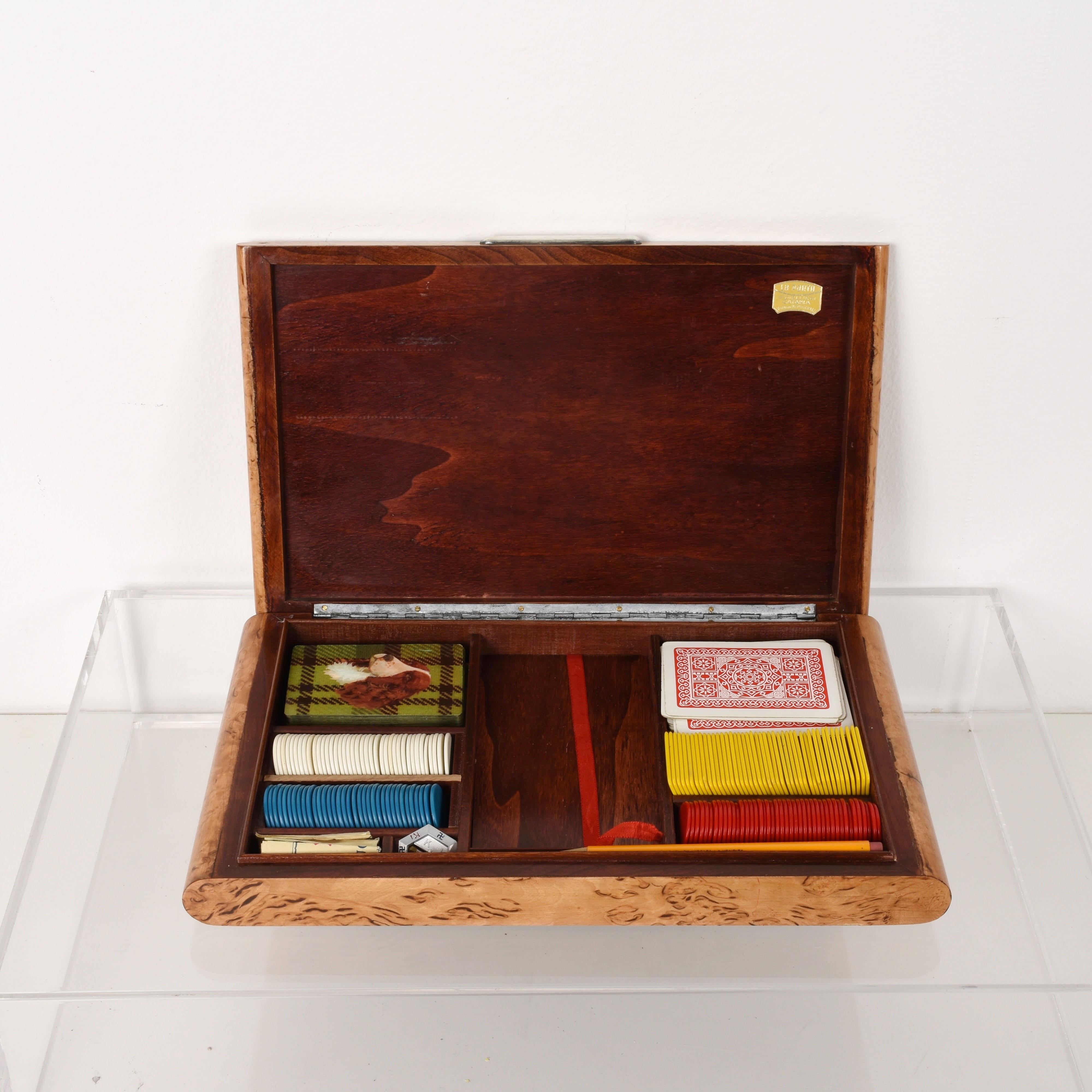 Game Box in Burl of the 20th Century with Chips and Assorted Games, Italy, 1950s 4