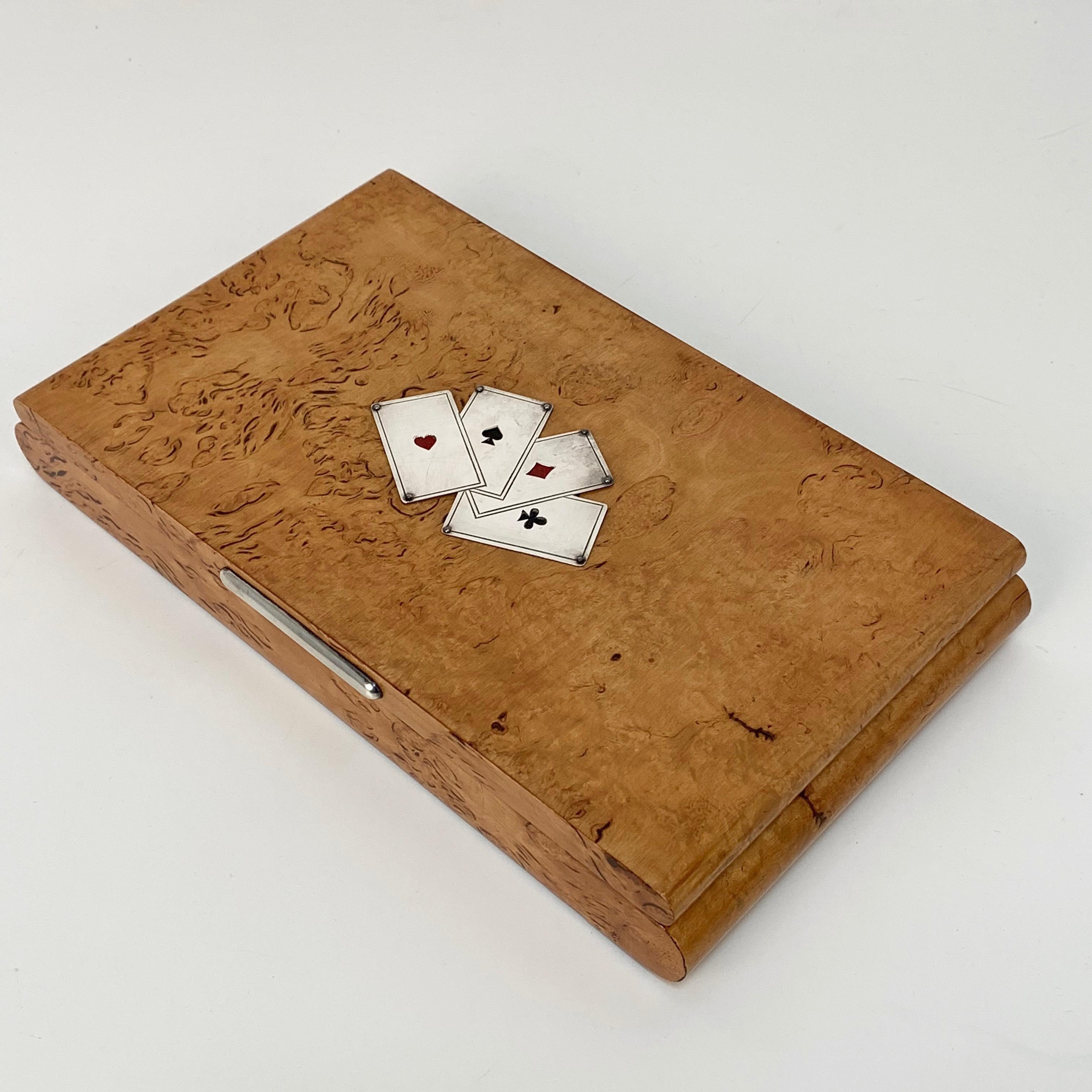 Game Box in Burl of the 20th Century with Chips and Assorted Games, Italy, 1950s 2