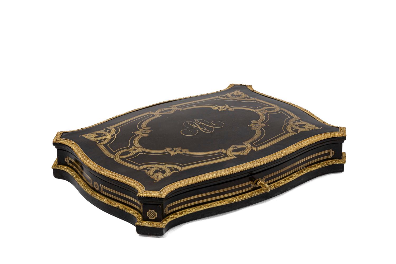 European Game Box in Wood and Glit Brass, Napoleon III Period For Sale