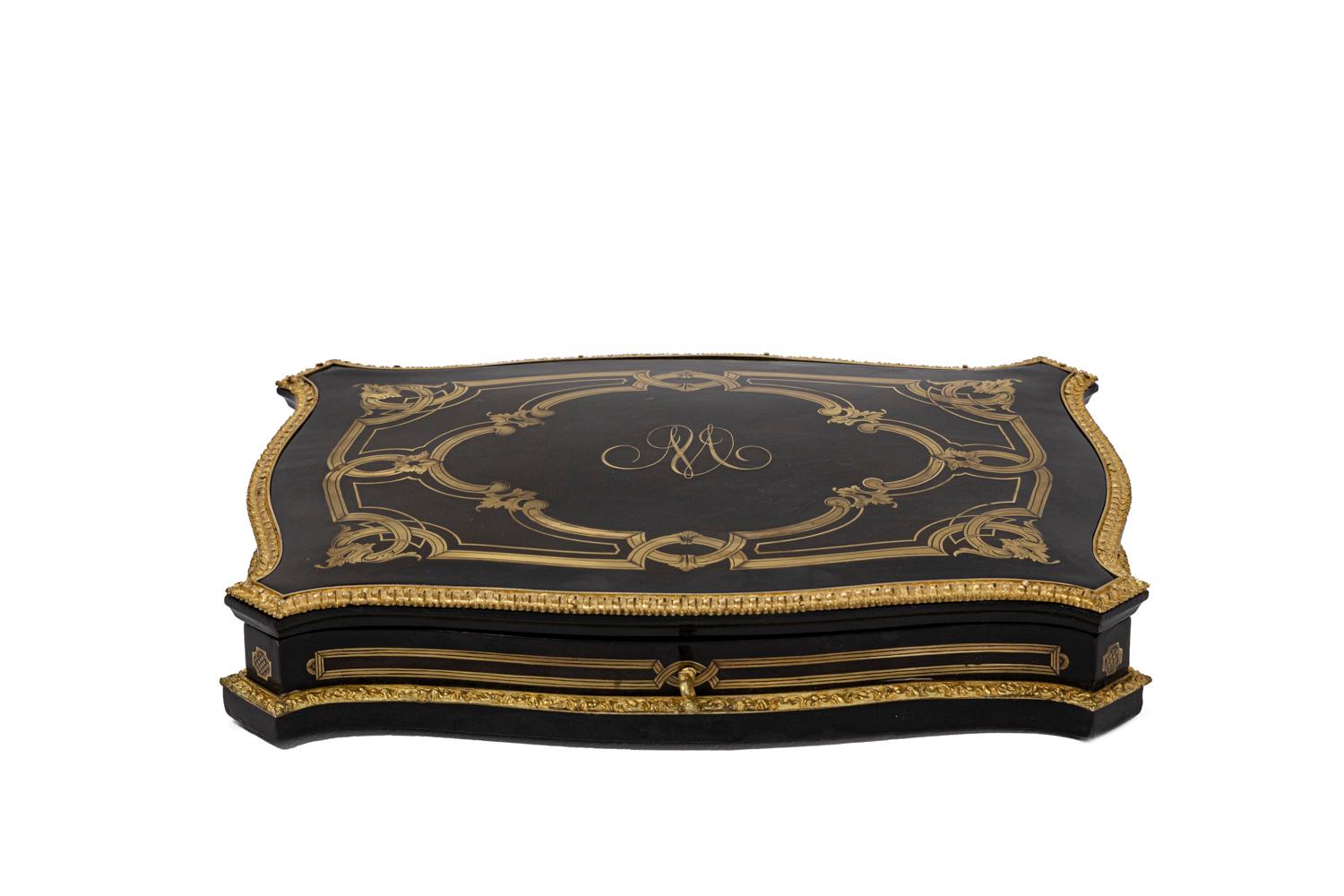 Gilt Game Box in Wood and Glit Brass, Napoleon III Period For Sale