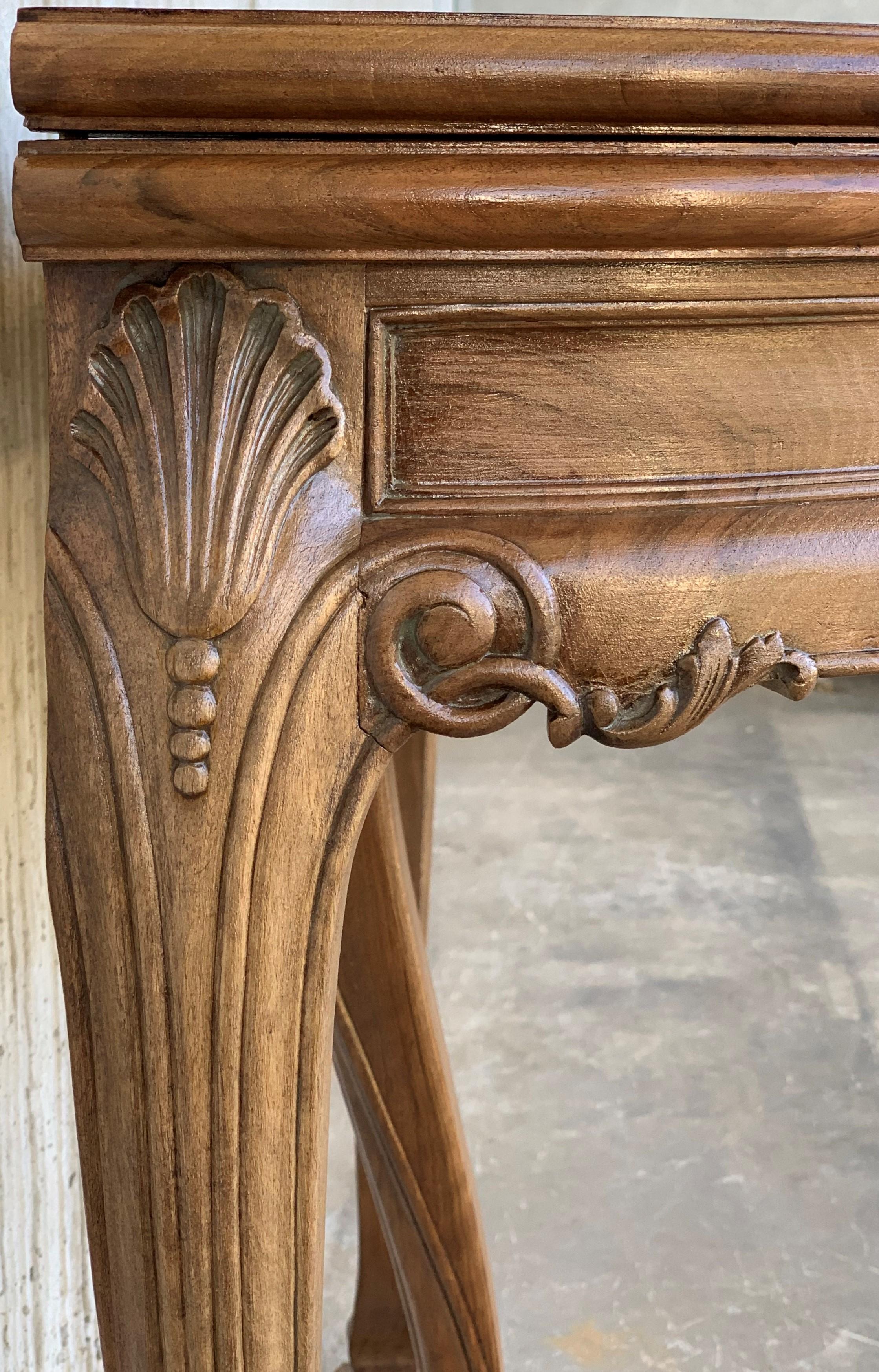 Game Card Demilune Fold over Side Table or Tea Table with Hidden Drawer 4