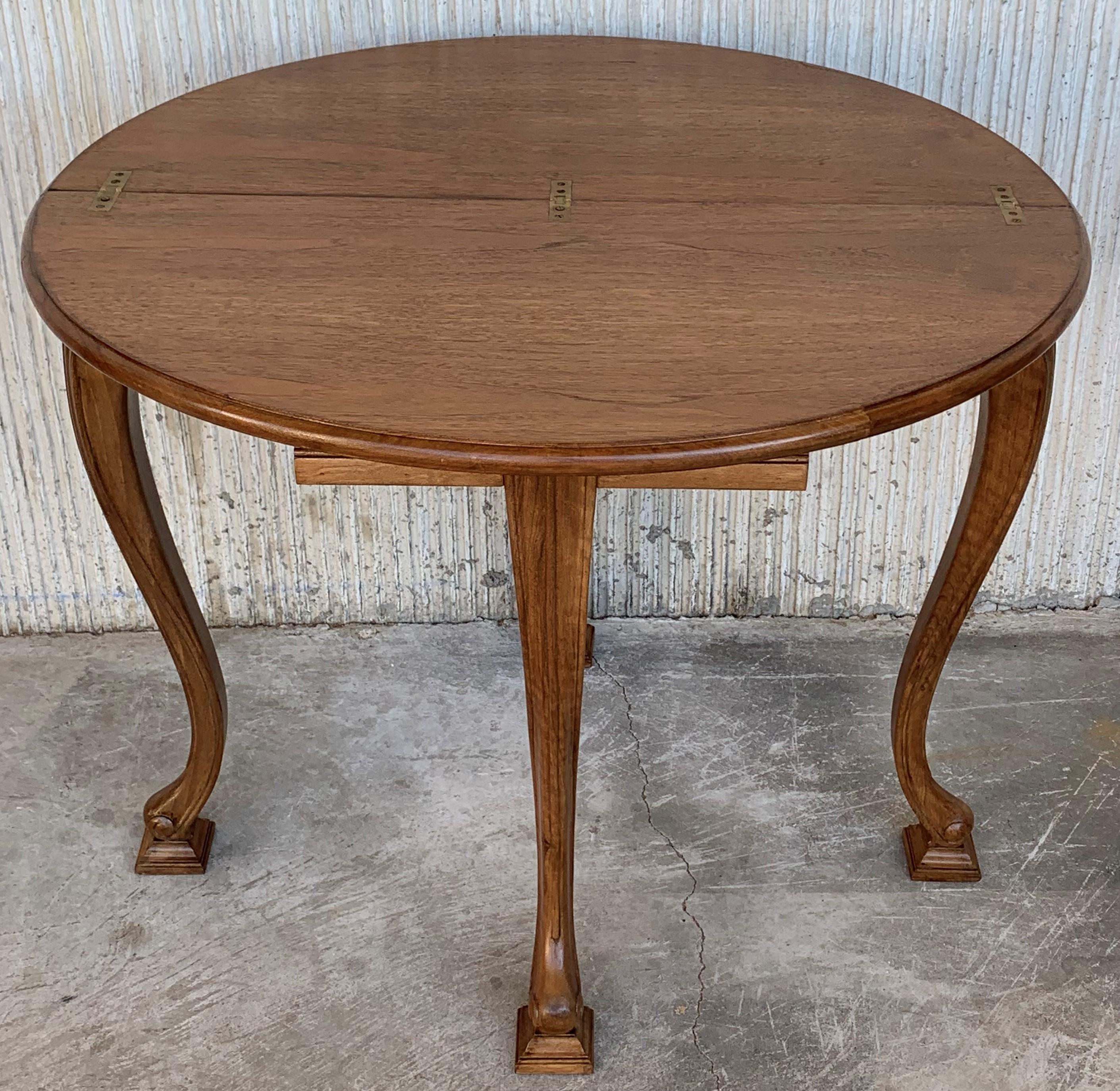George II Game Card Demilune Fold over Side Table or Tea Table with Hidden Drawer