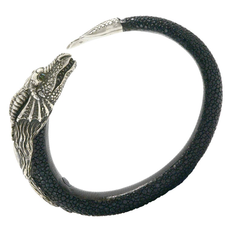 DOME-SPACE Adjustable Silver Bracelets Frost Dragon Eye Resin Dragon GeekHand Chain Link Bracelet Clear Bangle Custom Glass Cabochon Charm 