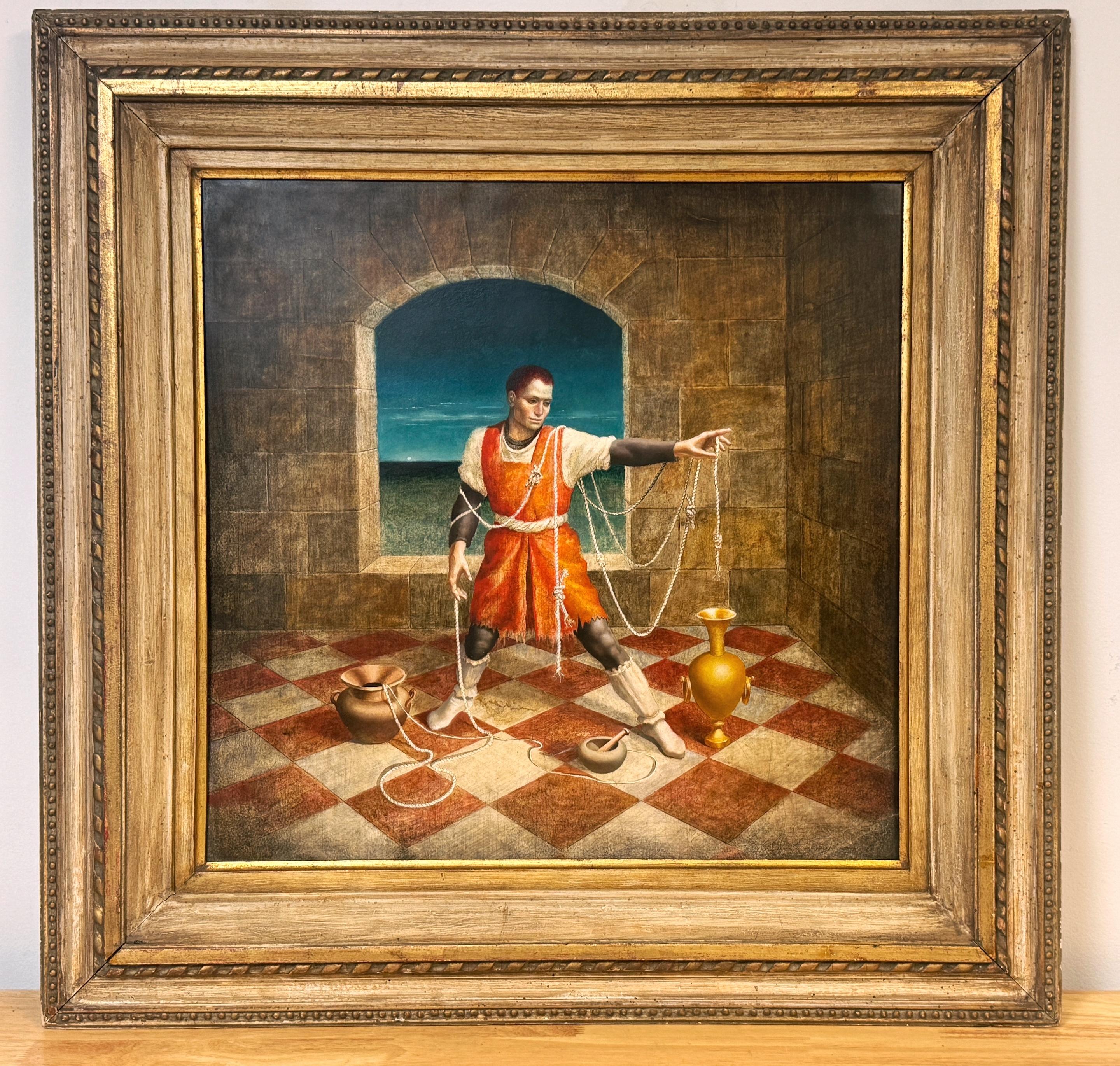 Surrealistisches Innenraumporträt im Stil von 