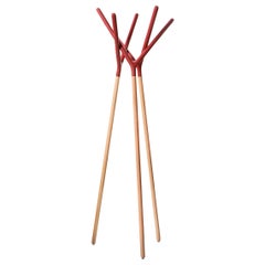 Game of Trust Coat Hanger in Beechwood & Lacquered Red by Yiannis Ghikas