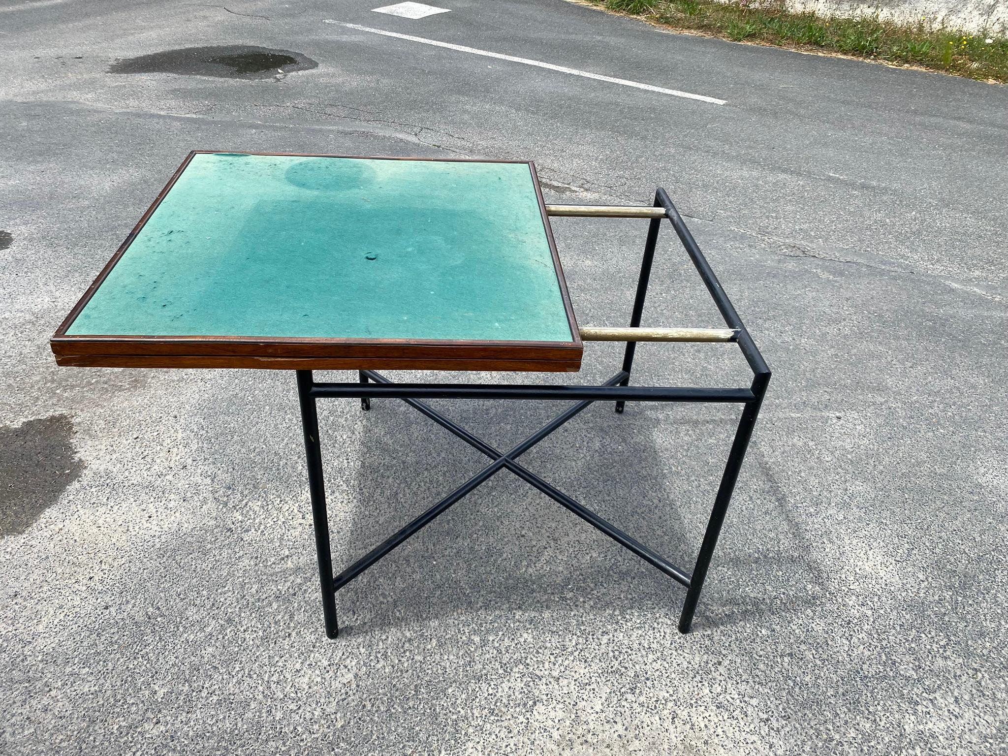 Table de jeu et table à système moderniste art déco circa 1930 base repeinte en vente 5