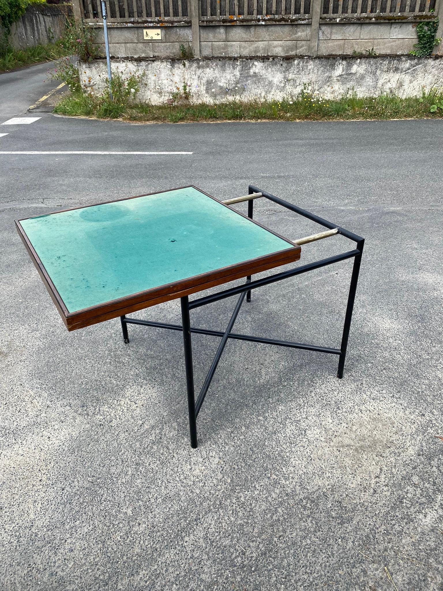 Table de jeu et table à système moderniste art déco circa 1930 base repeinte en vente 11