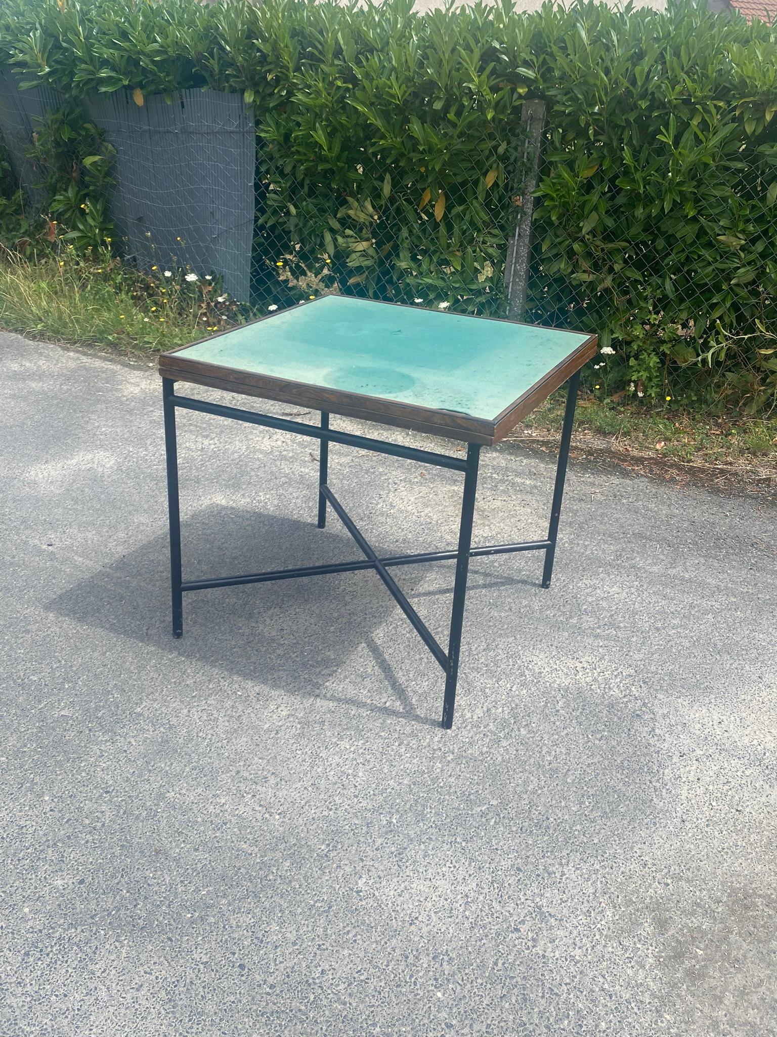 Table de jeu et table à système moderniste art déco vers 1930
base repeinte, métal nickelé d'origine