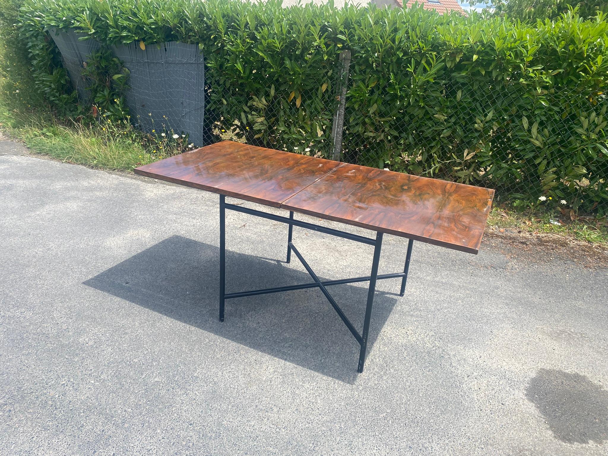 Nickel Game table and art deco modernist system table circa 1930 repainted base For Sale
