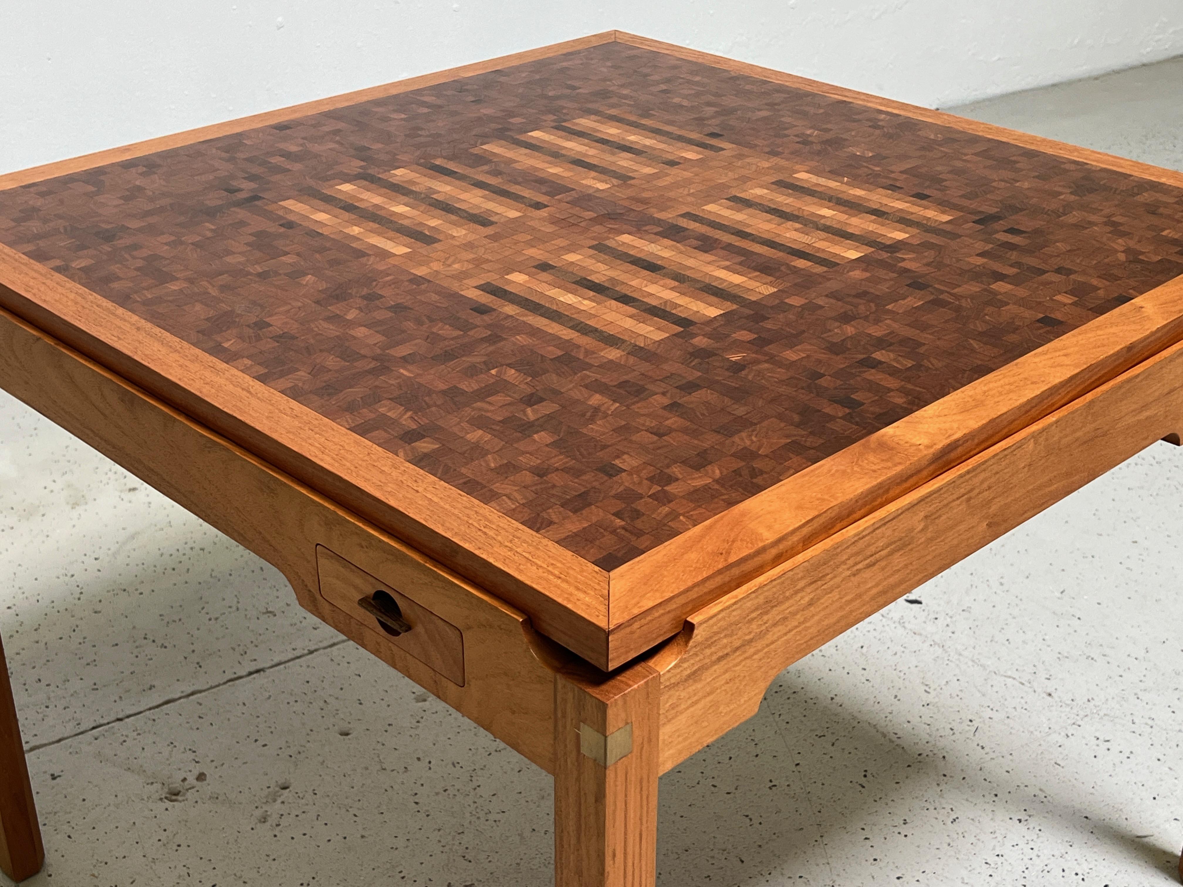Game Table by Gorm Christensen with Parquetry Flip Top 7