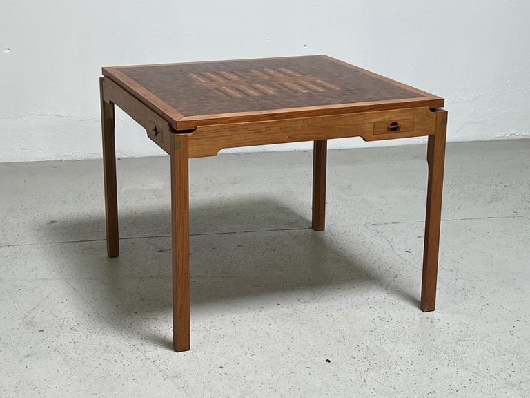 Mid-20th Century Game Table by Gorm Christensen with Parquetry Flip Top For Sale