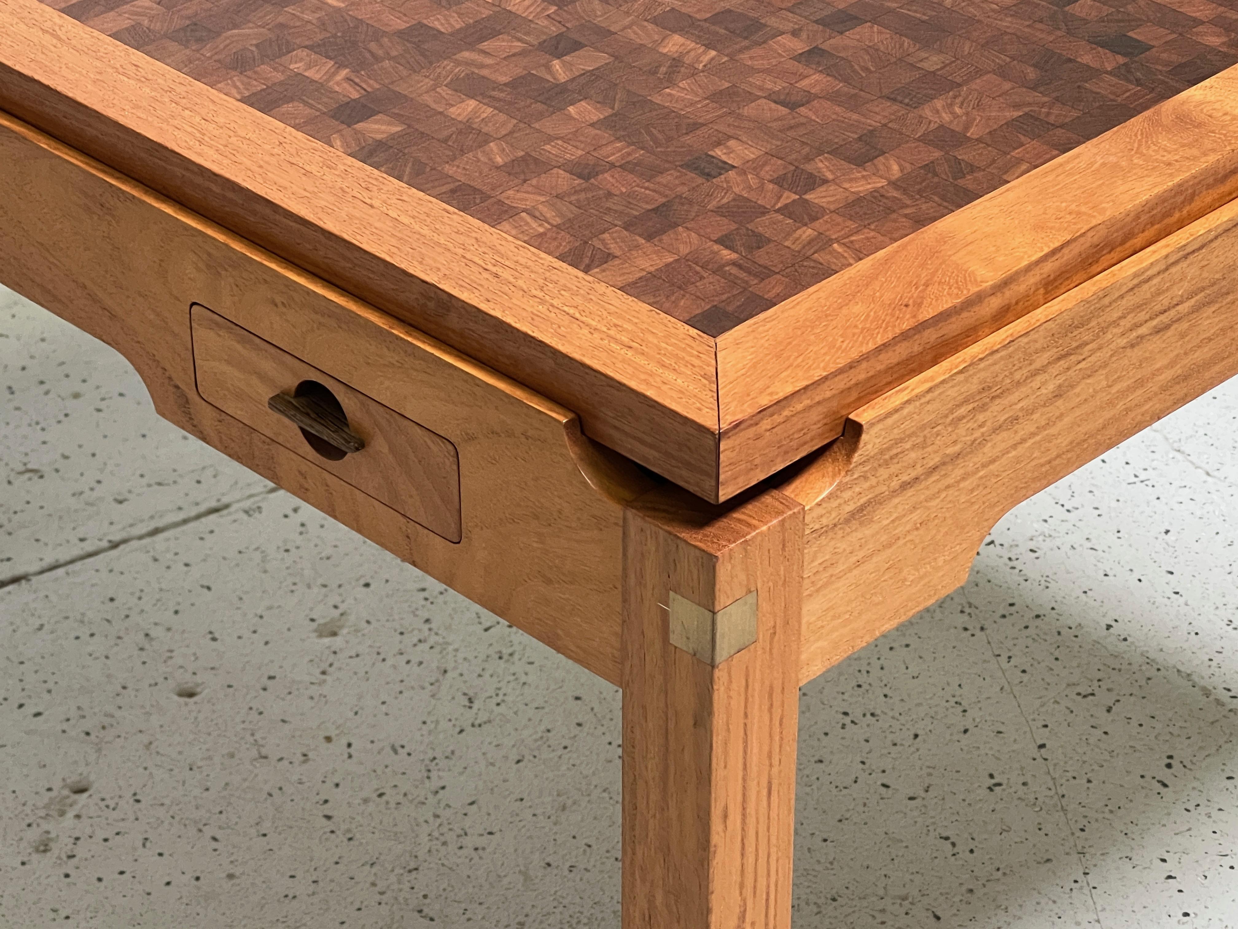 Teak Game Table by Gorm Christensen with Parquetry Flip Top