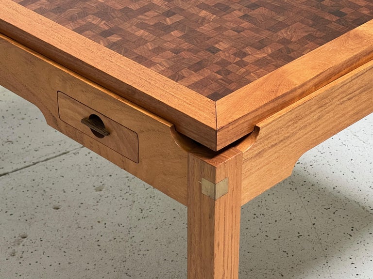 Teak Game Table by Gorm Christensen with Parquetry Flip Top For Sale