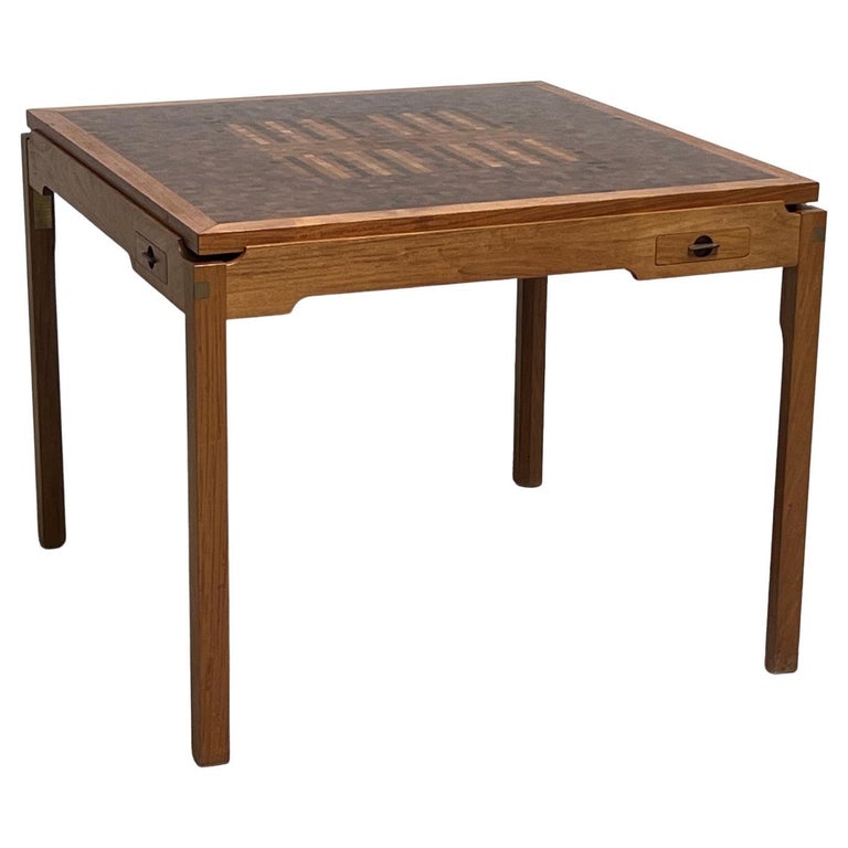 Game Table by Gorm Christensen with Parquetry Flip Top For Sale