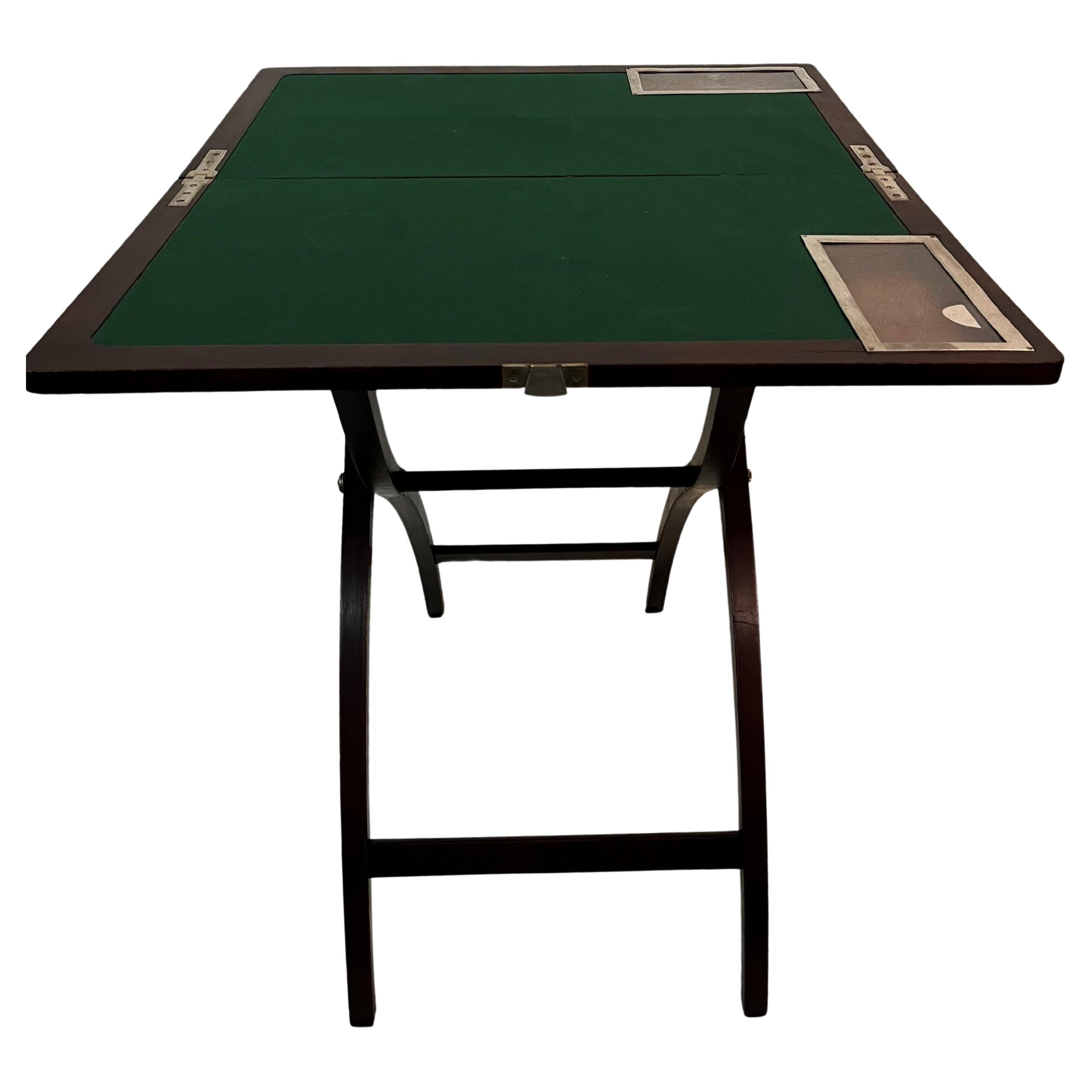 Game table, card play table, folding mechanism, mahogany, 1920 Art Deco, England For Sale