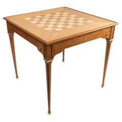 Spieltisch, Schachbrettholz, 19. Jahrhundert, Louis XVI.-Stil