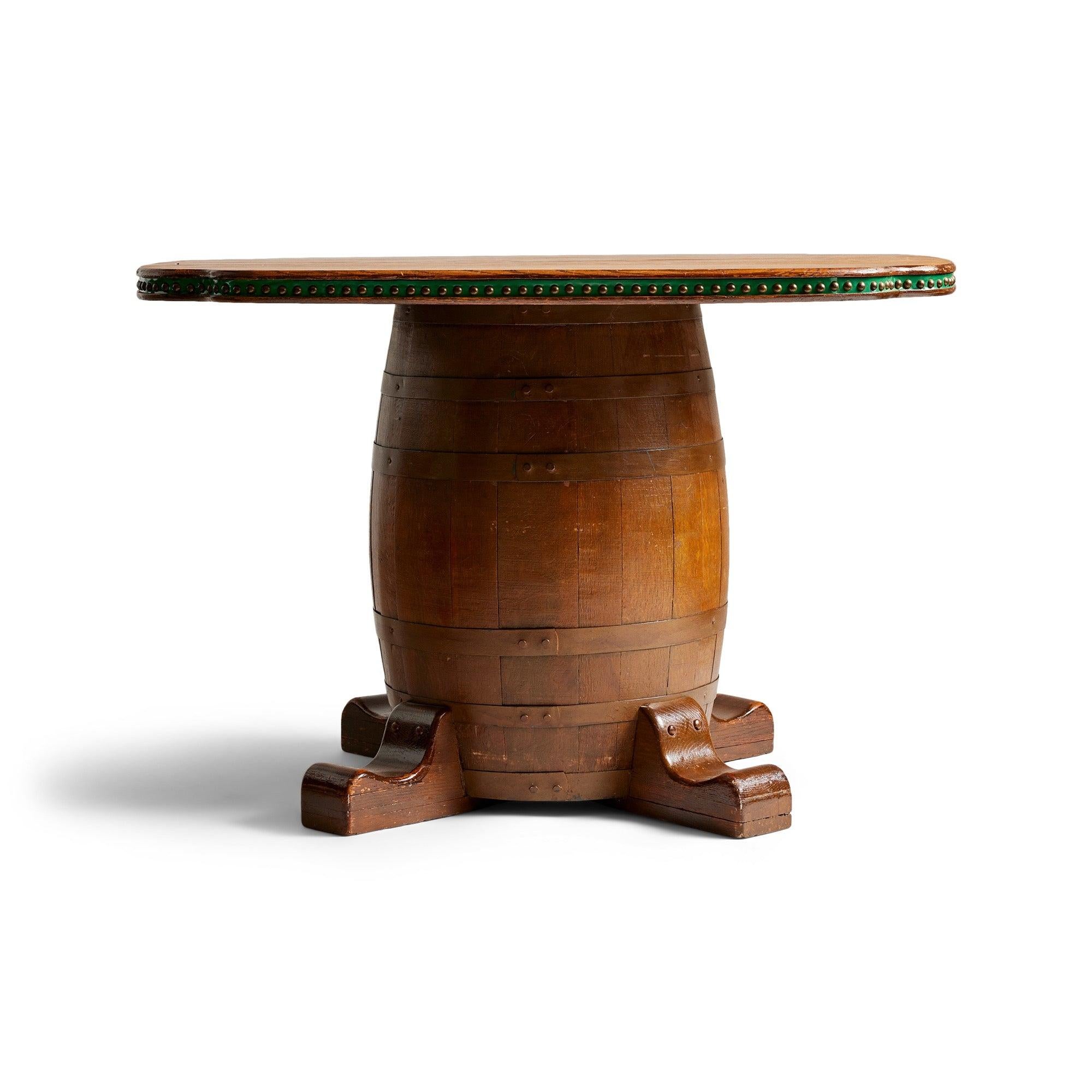 American Unusual Barrel Base Game Table and Chairs Set for Old Hickory For Sale