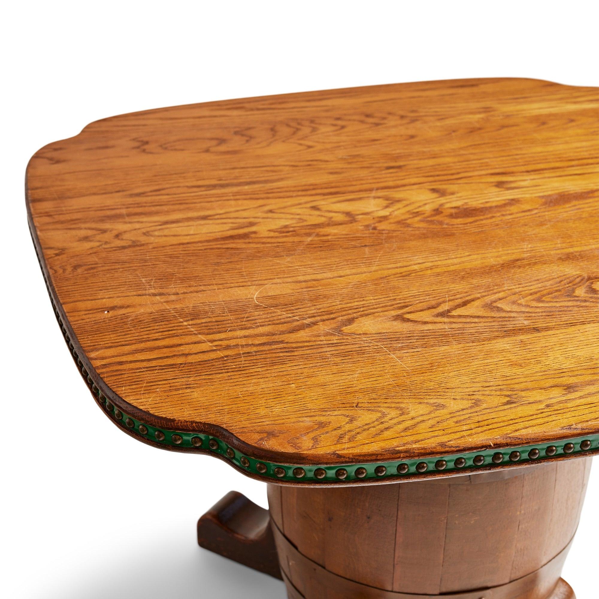 Unusual Barrel Base Game Table and Chairs Set for Old Hickory In Excellent Condition For Sale In Sagaponack, NY