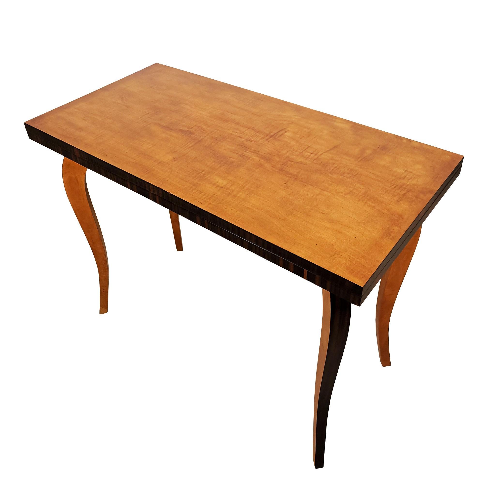 Polished Mid-Century Modern Game Table With Double Drop-Leaf Top – France 1940 For Sale