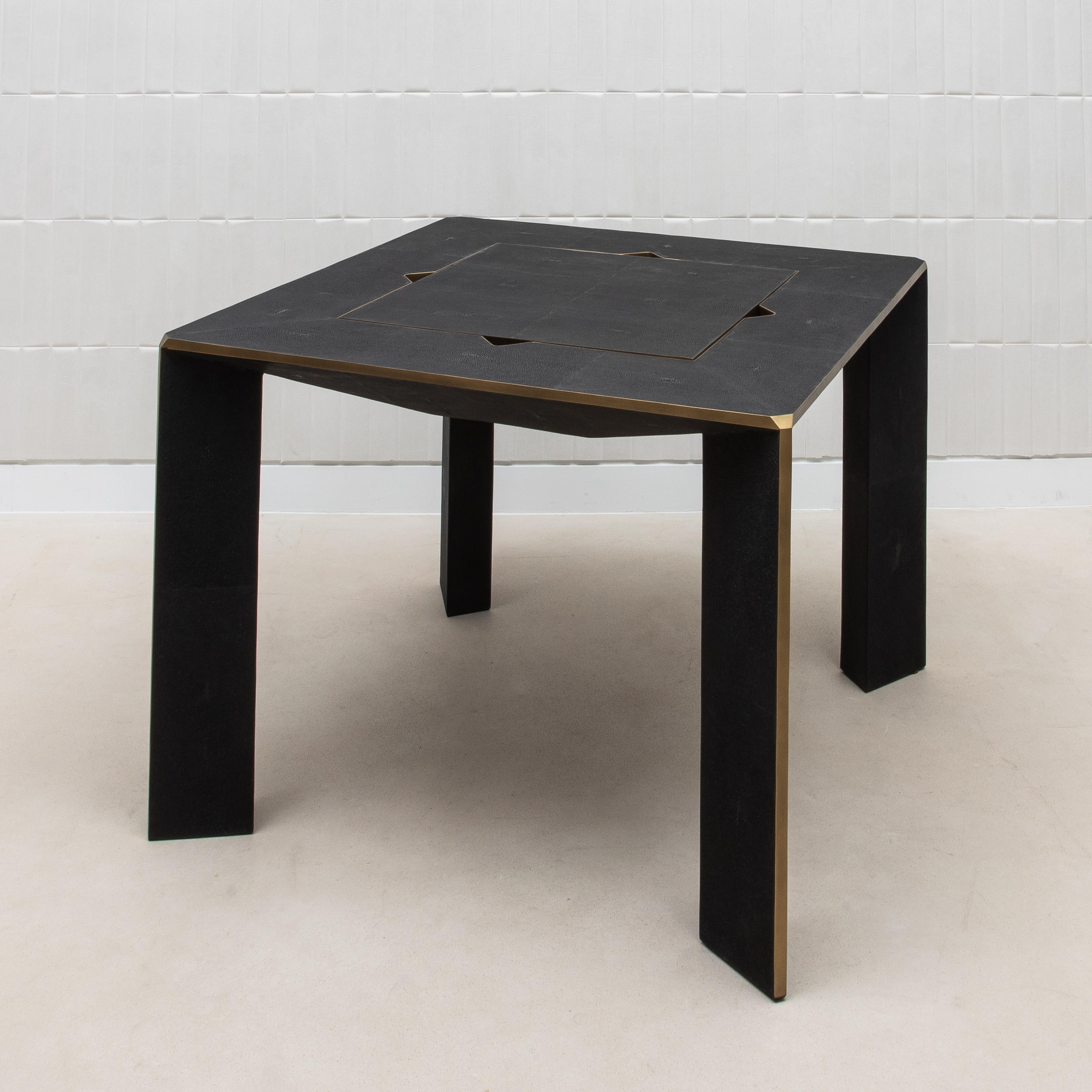 Game Table in Black Shagreen with Brass by R&Y Augousti 4