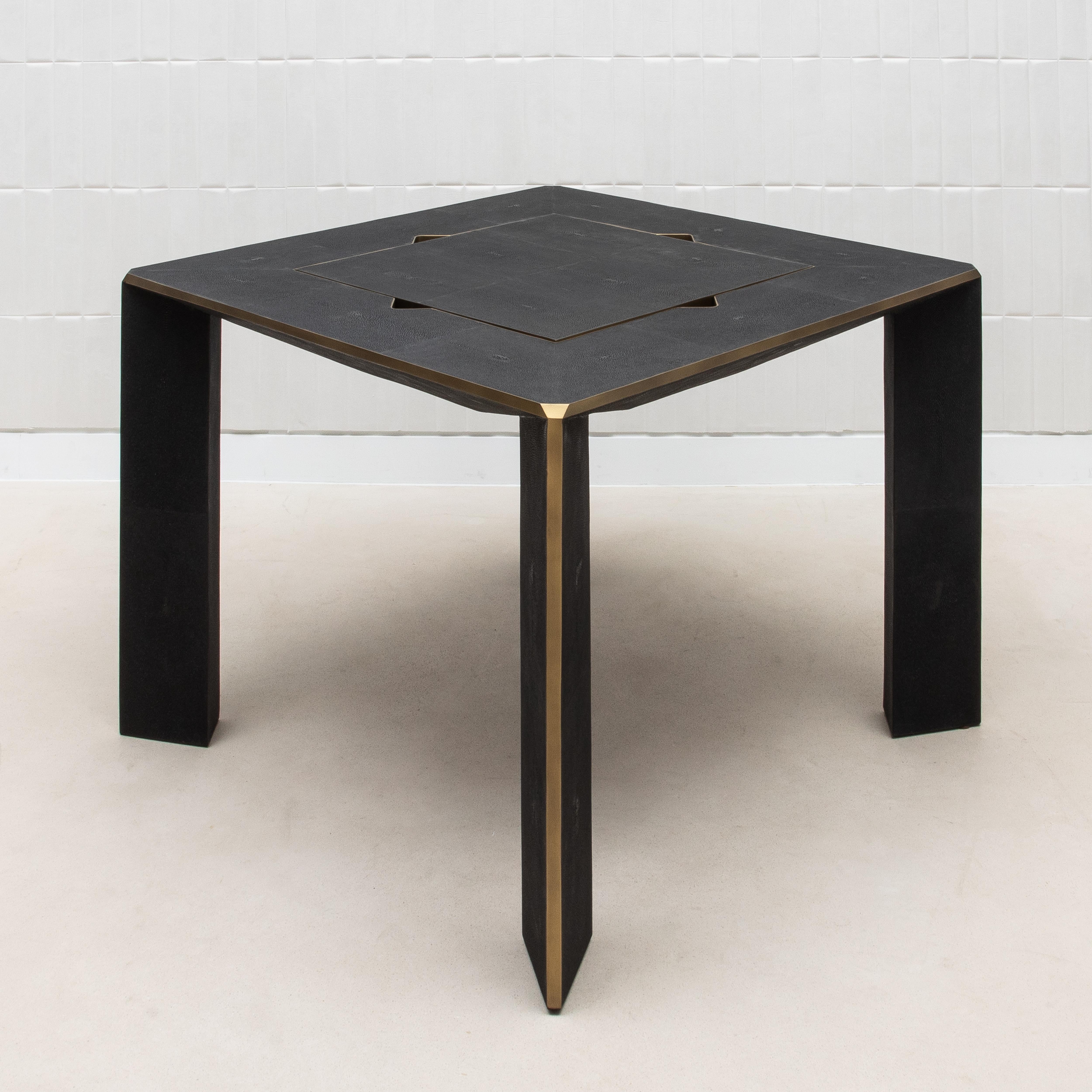 Game Table in Black Shagreen with Brass by R&Y Augousti 5