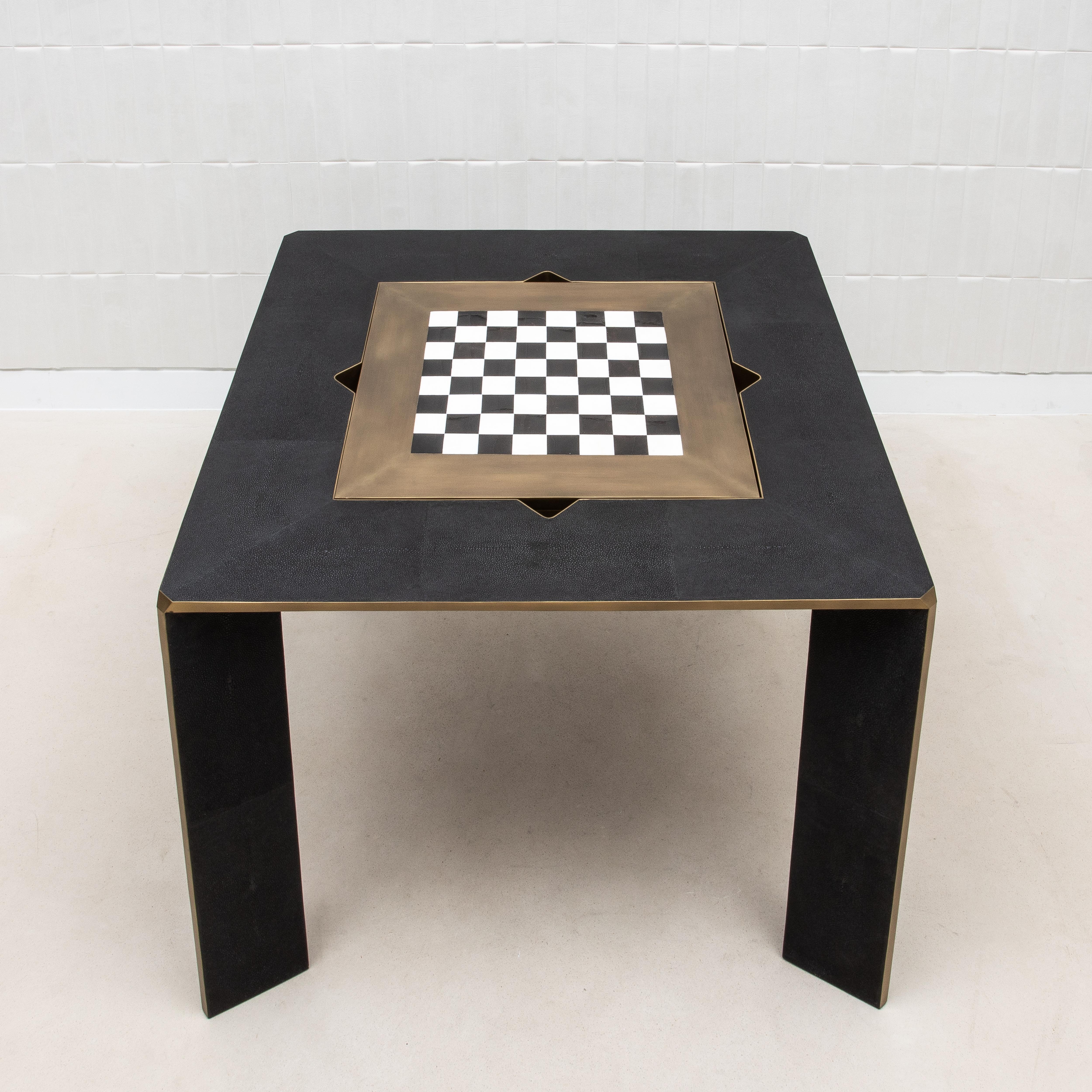 Game Table in Black Shagreen with Brass by R&Y Augousti 6