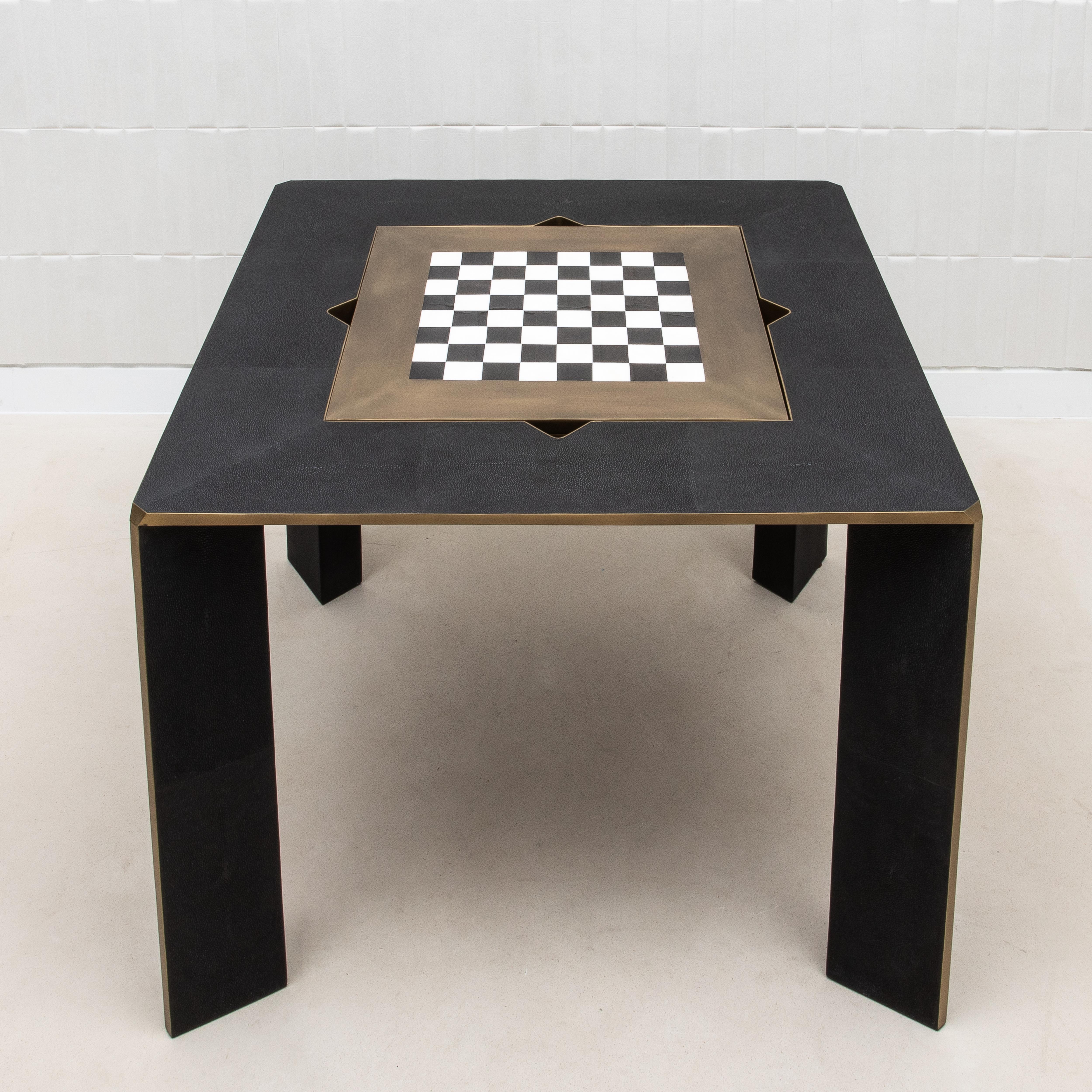 Game Table in Black Shagreen with Brass by R&Y Augousti 7