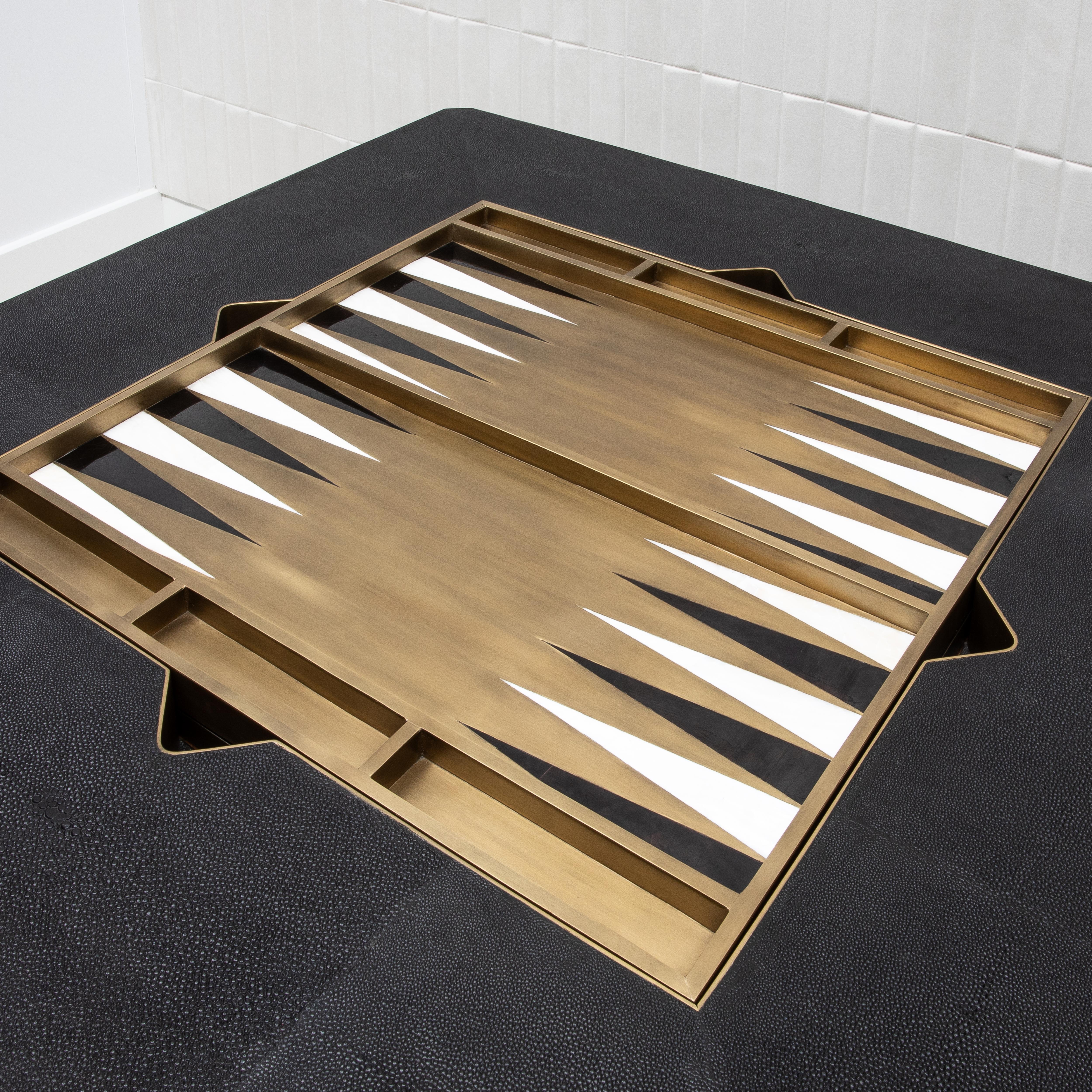 Game Table in Black Shagreen with Brass by R&Y Augousti 8