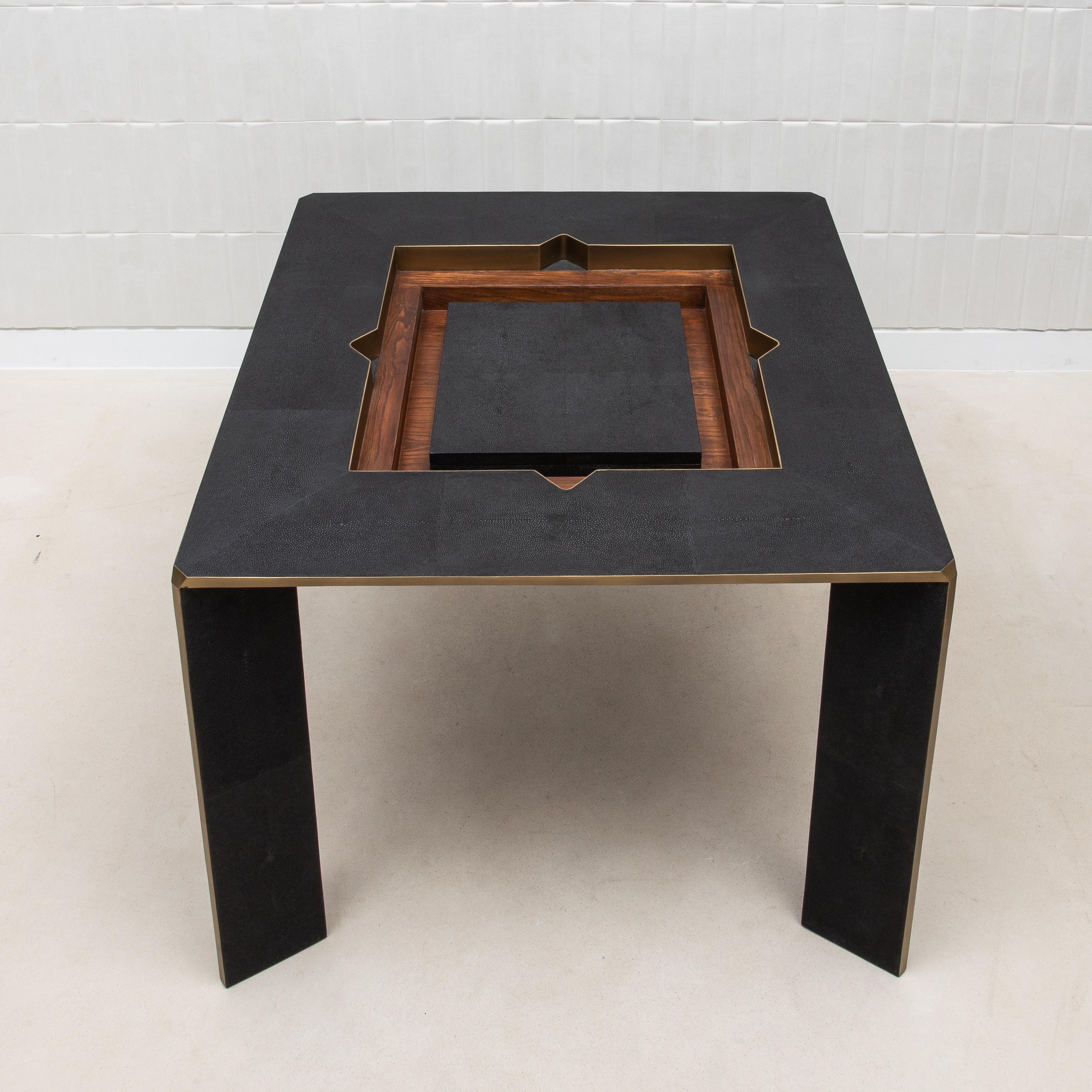 Game Table in Black Shagreen with Brass by R&Y Augousti 9