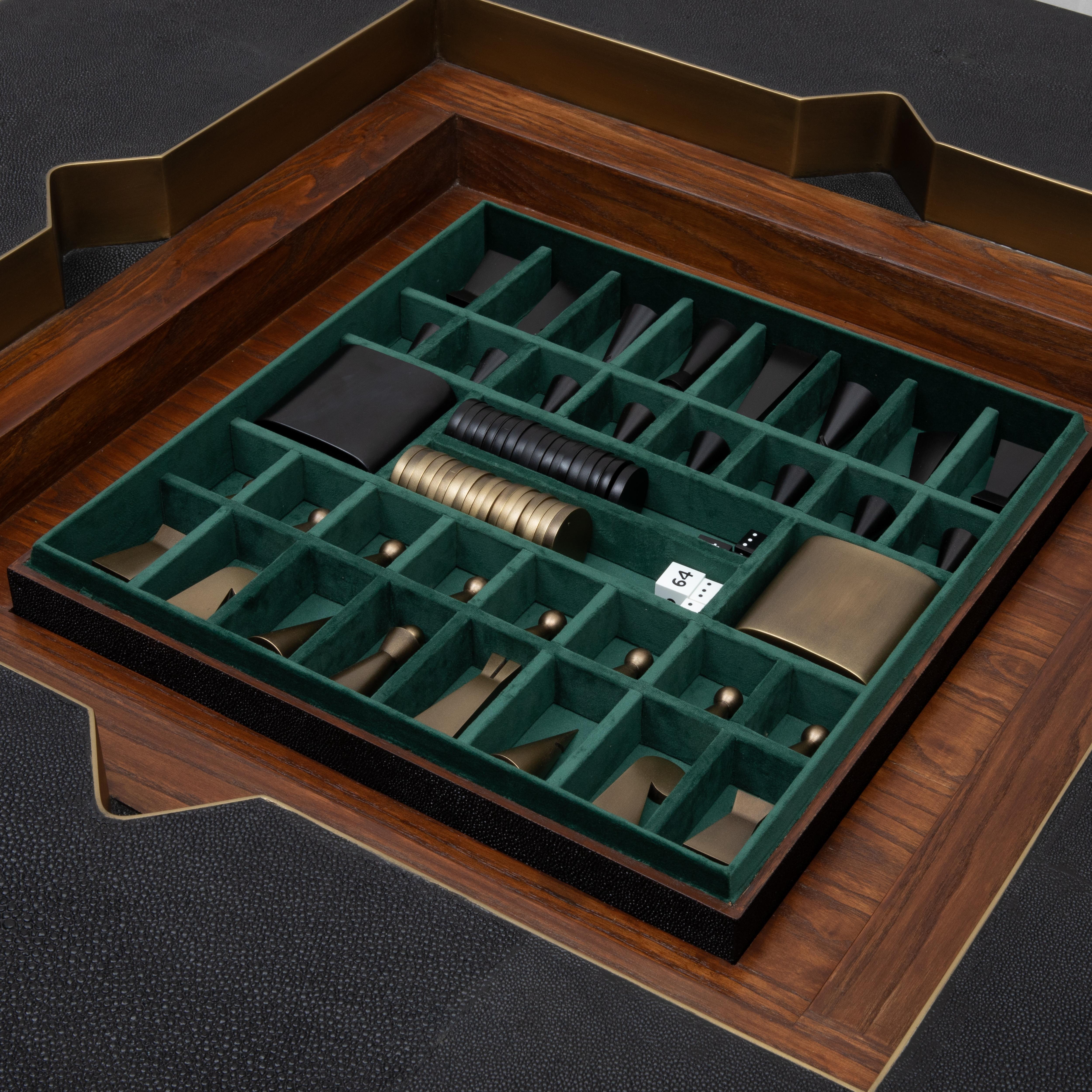Game Table in Black Shagreen with Brass by R&Y Augousti 11
