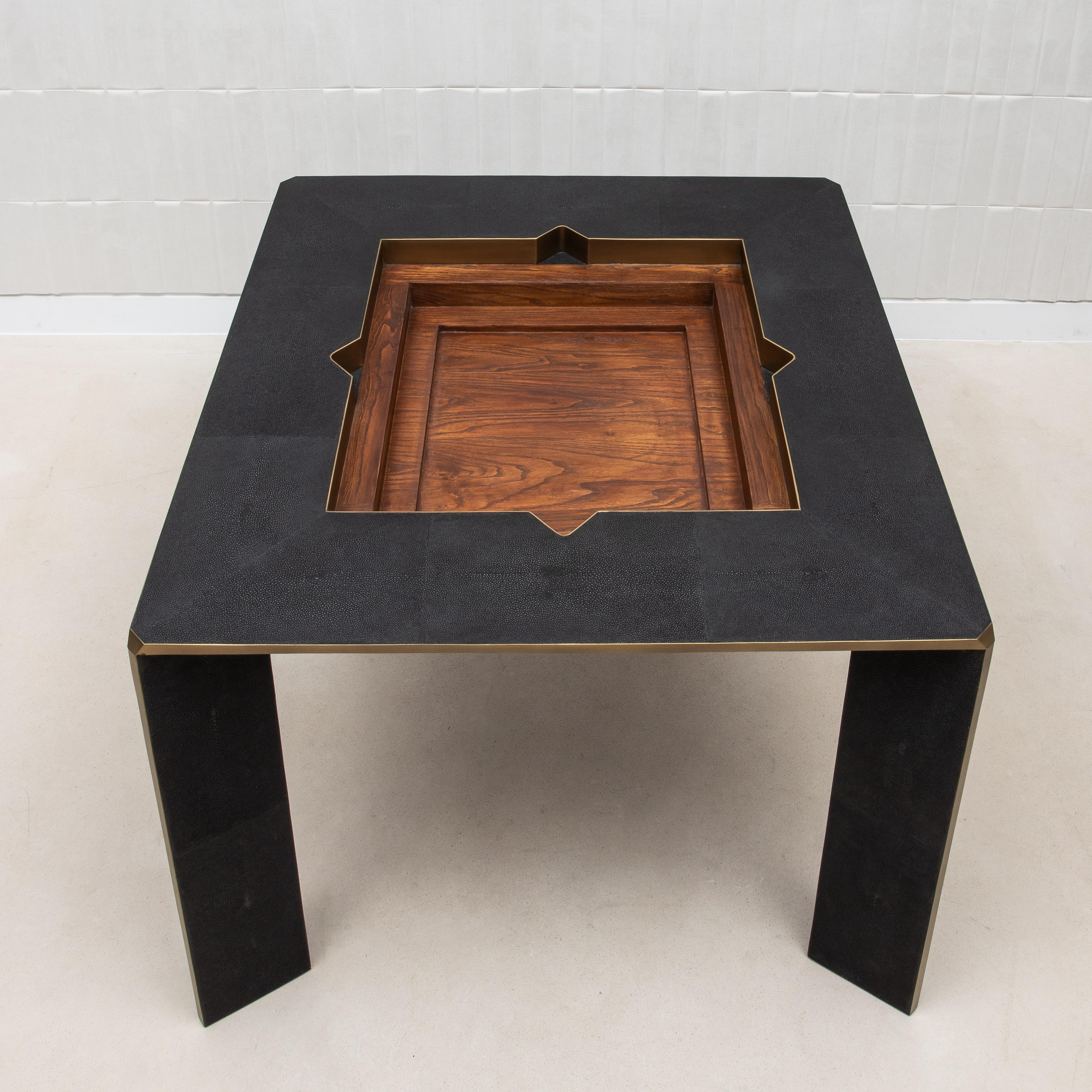 Game Table in Black Shagreen with Brass by R&Y Augousti 13