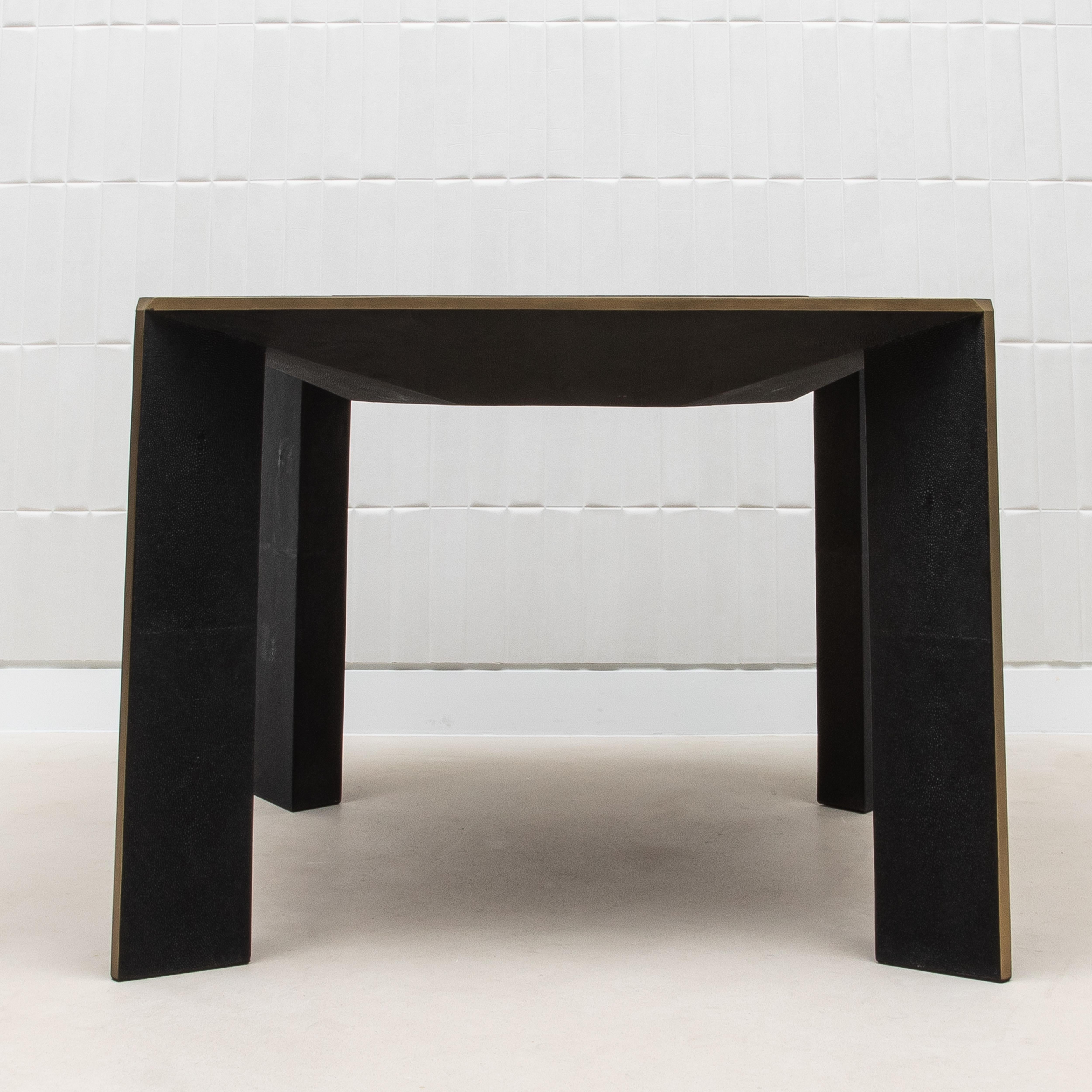 Game Table in Black Shagreen with Brass by R&Y Augousti In New Condition In West Hollywood, CA