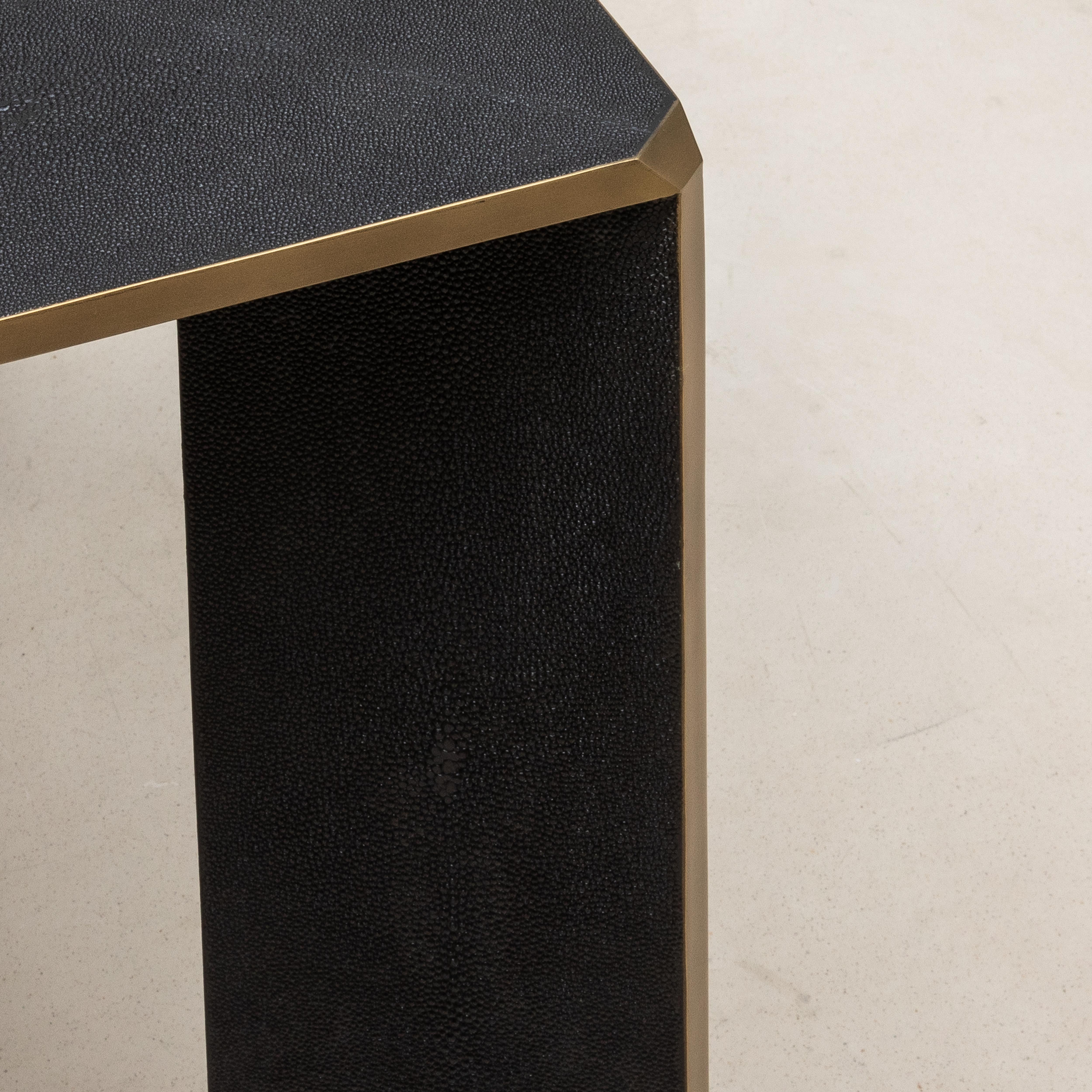 Game Table in Black Shagreen with Brass by R&Y Augousti 2