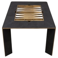 Game Table in Black Shagreen with Brass by R&Y Augousti