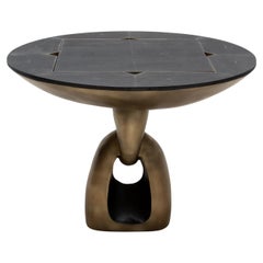 Game Table in Black Shagreen with Brass by R&Y Augousti