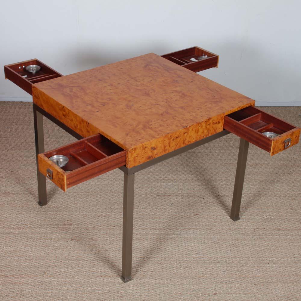 Table à jeux en ronce de bois par Guy Lefevre pour Maison Jansen, 1970 en vente 4