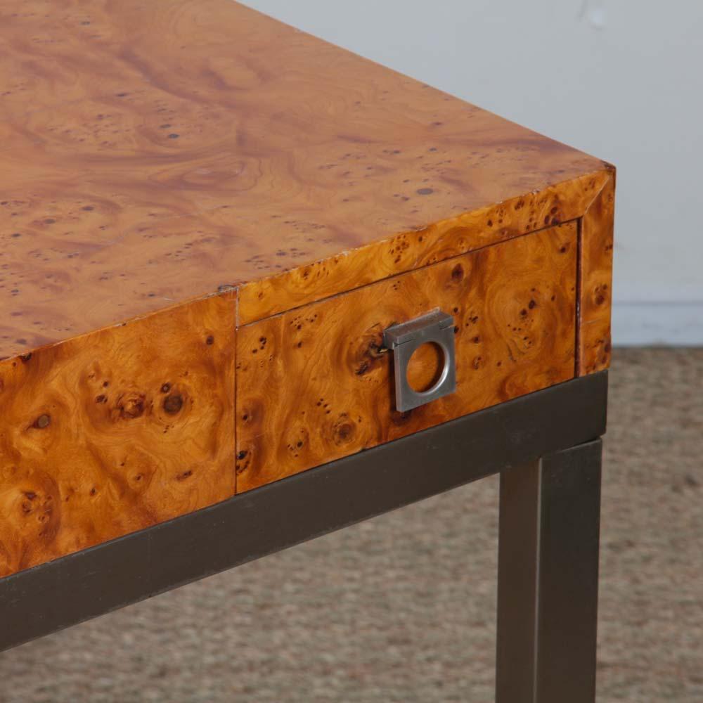 Français Table à jeux en ronce de bois par Guy Lefevre pour Maison Jansen, 1970 en vente