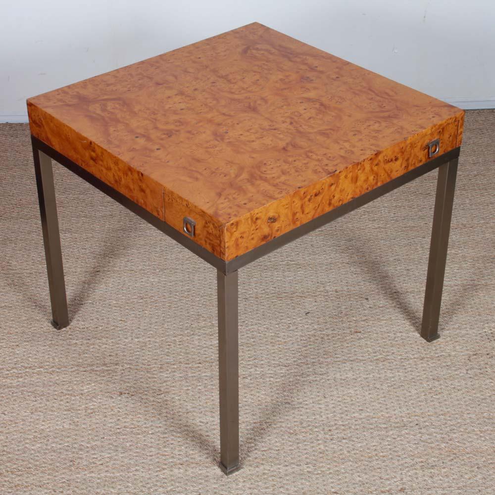 Fin du 20e siècle Table à jeux en ronce de bois par Guy Lefevre pour Maison Jansen, 1970 en vente