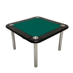 Game Table in Leather and Chromed Steel, Attributable to Zanotta, Italy, 1960s