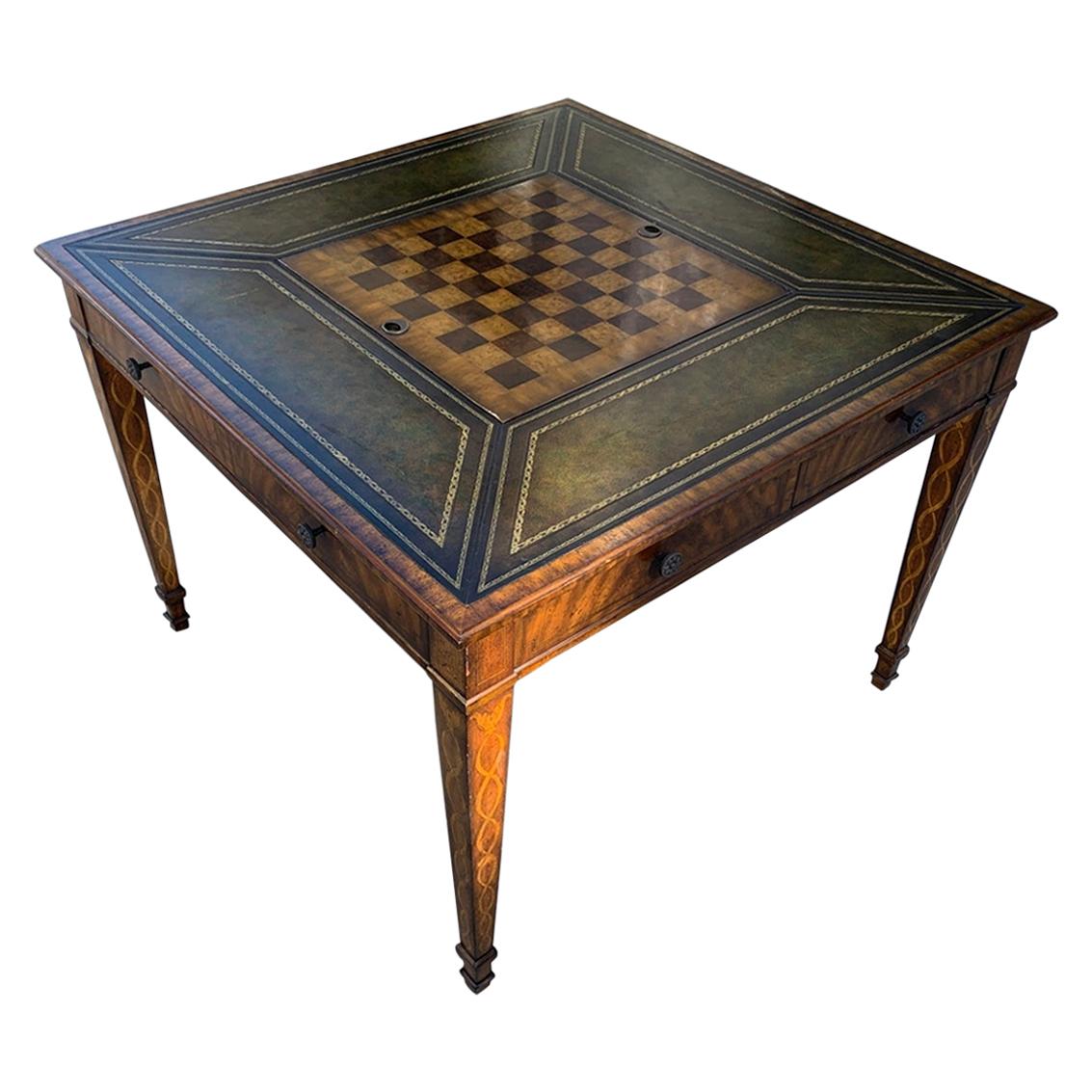 Game Table in Leather and Wood by Maitland Smith