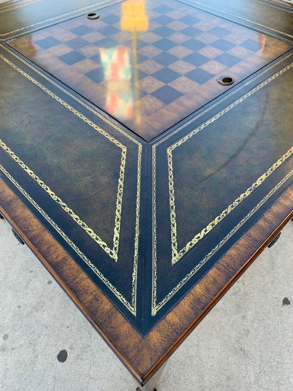 Game Table in Leather and Wood by Maitland Smith 3