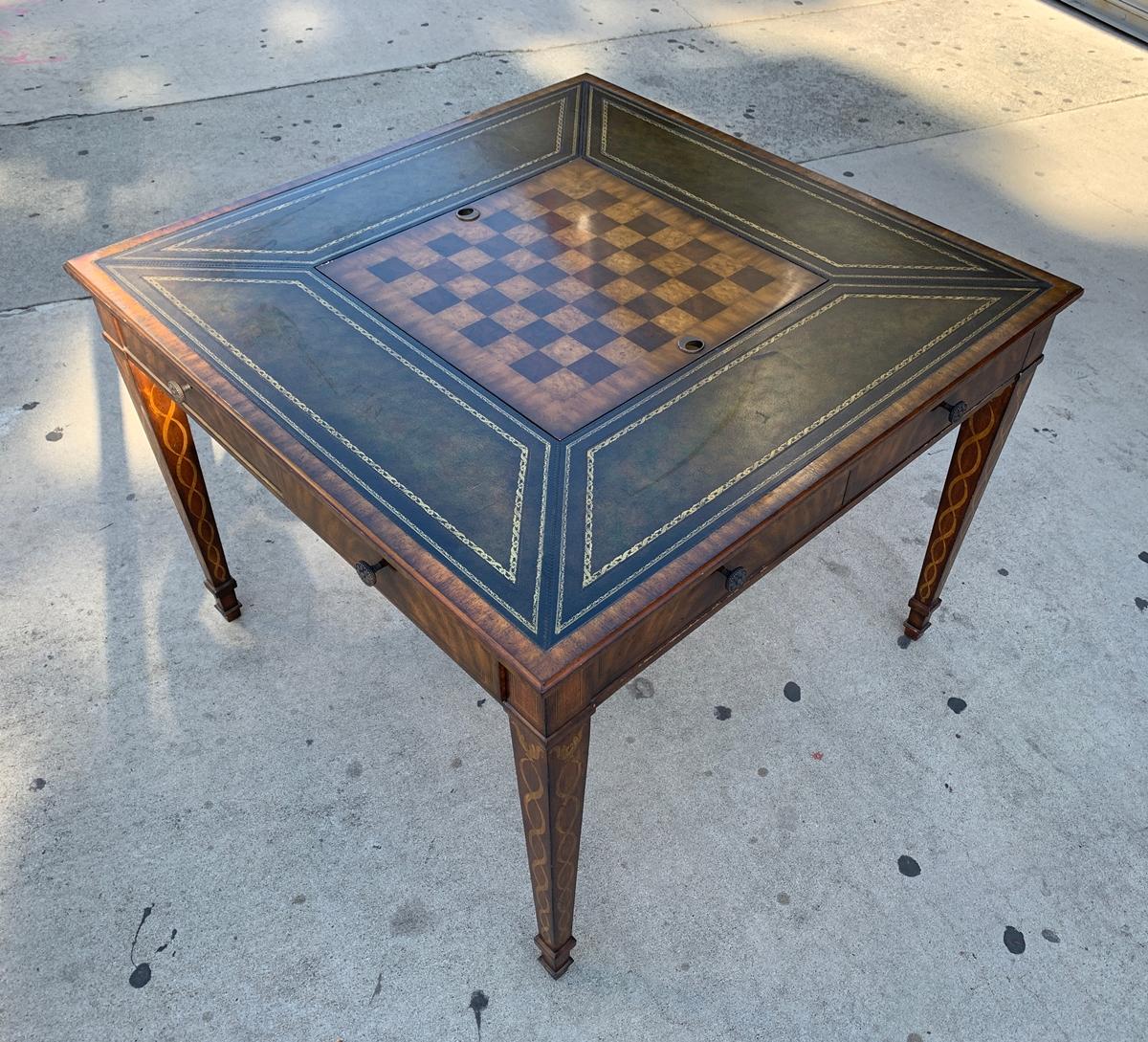 Mid-Century Modern Game Table in Leather and Wood by Maitland Smith
