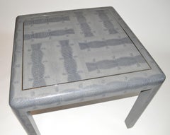 Game Table in Lizard Skin by Karl Springer, 1980's, Signed