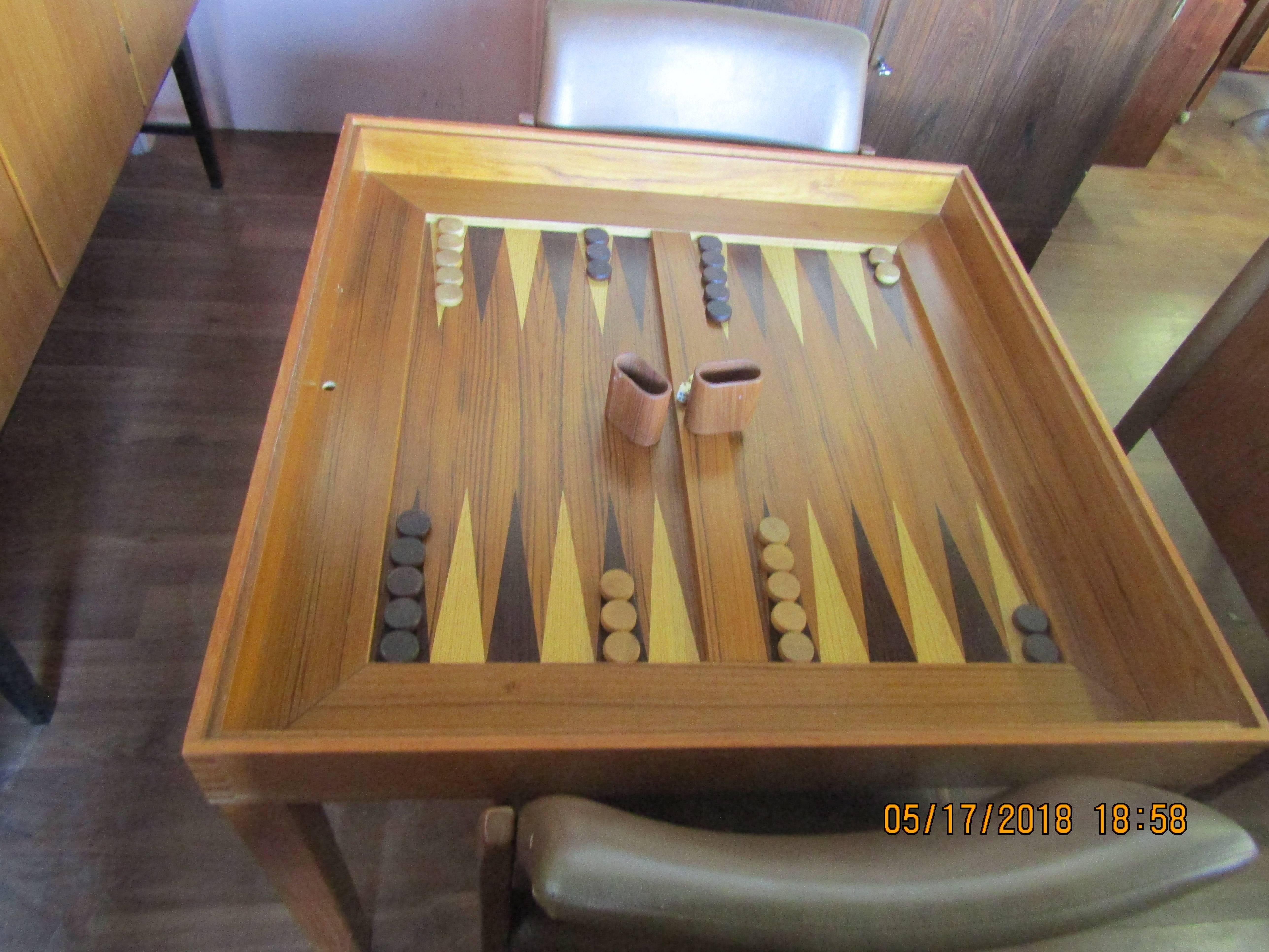 Game Table in Teak by Skovby with Chess and Backgammon Boards 1