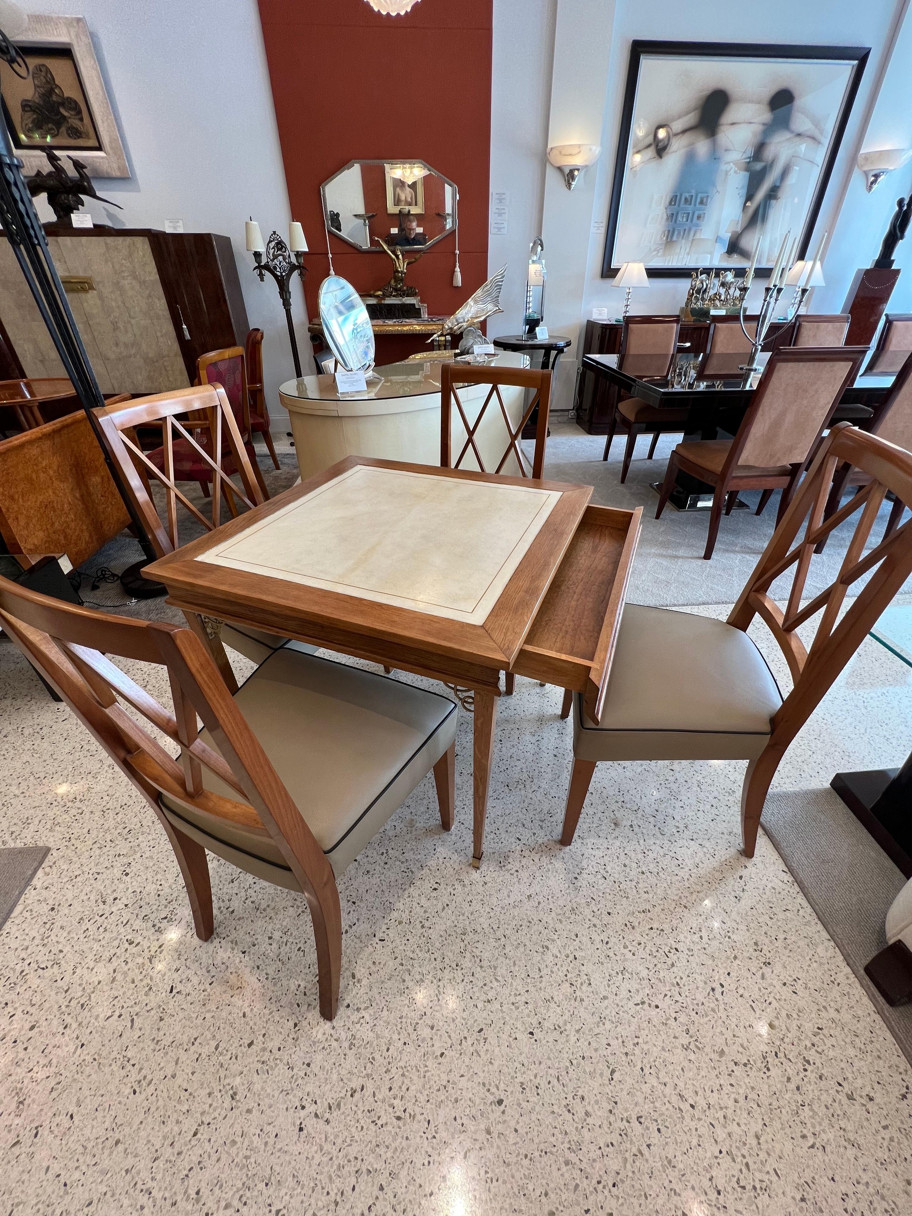 Game Table Set (4 chairs) by Jacques Adnet For Sale 1