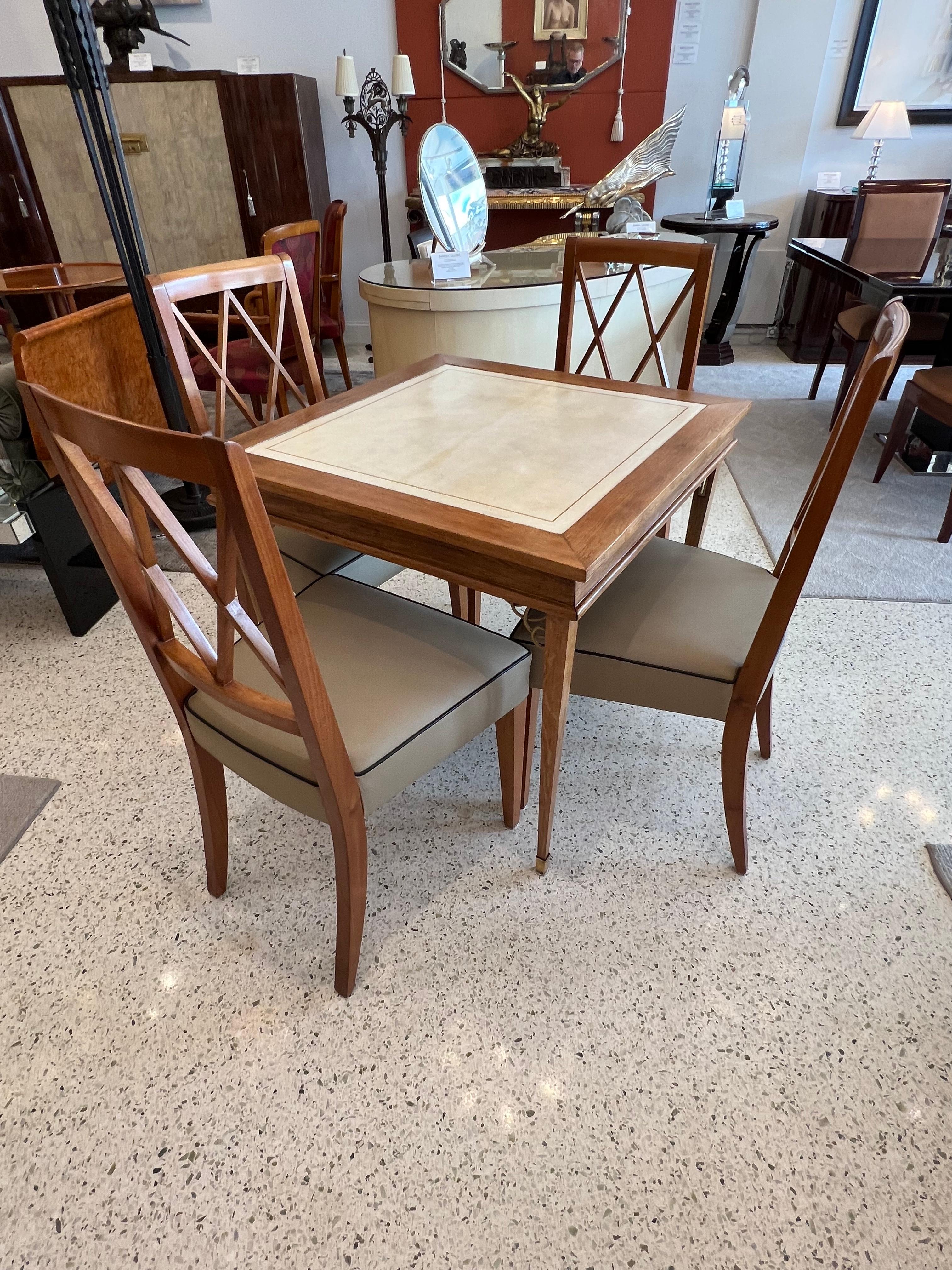 Game Table Set (4 chairs) by Jacques Adnet For Sale 2