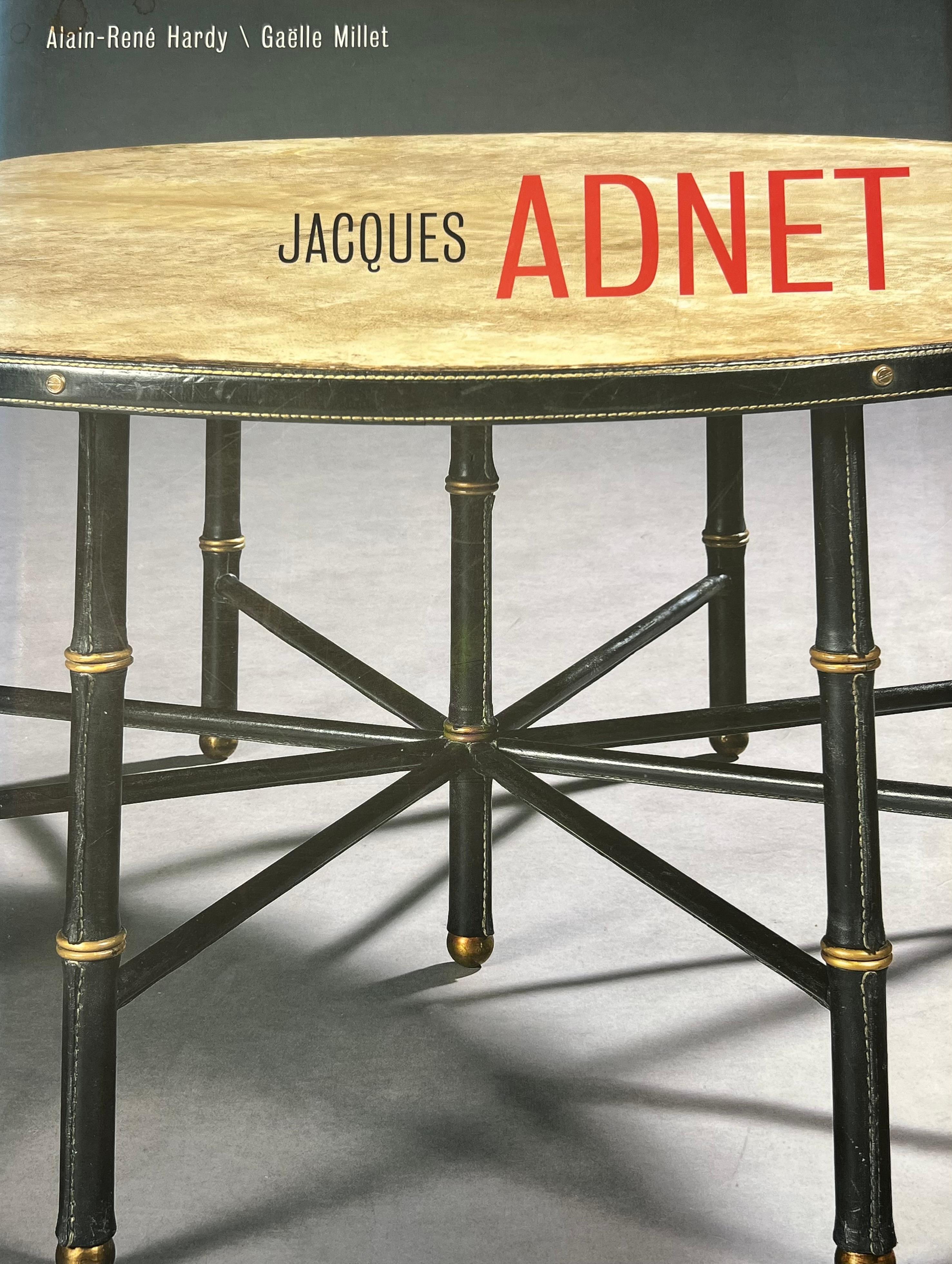Cuir Ensemble de tables de jeu (4 chaises) de Jacques Adnet en vente